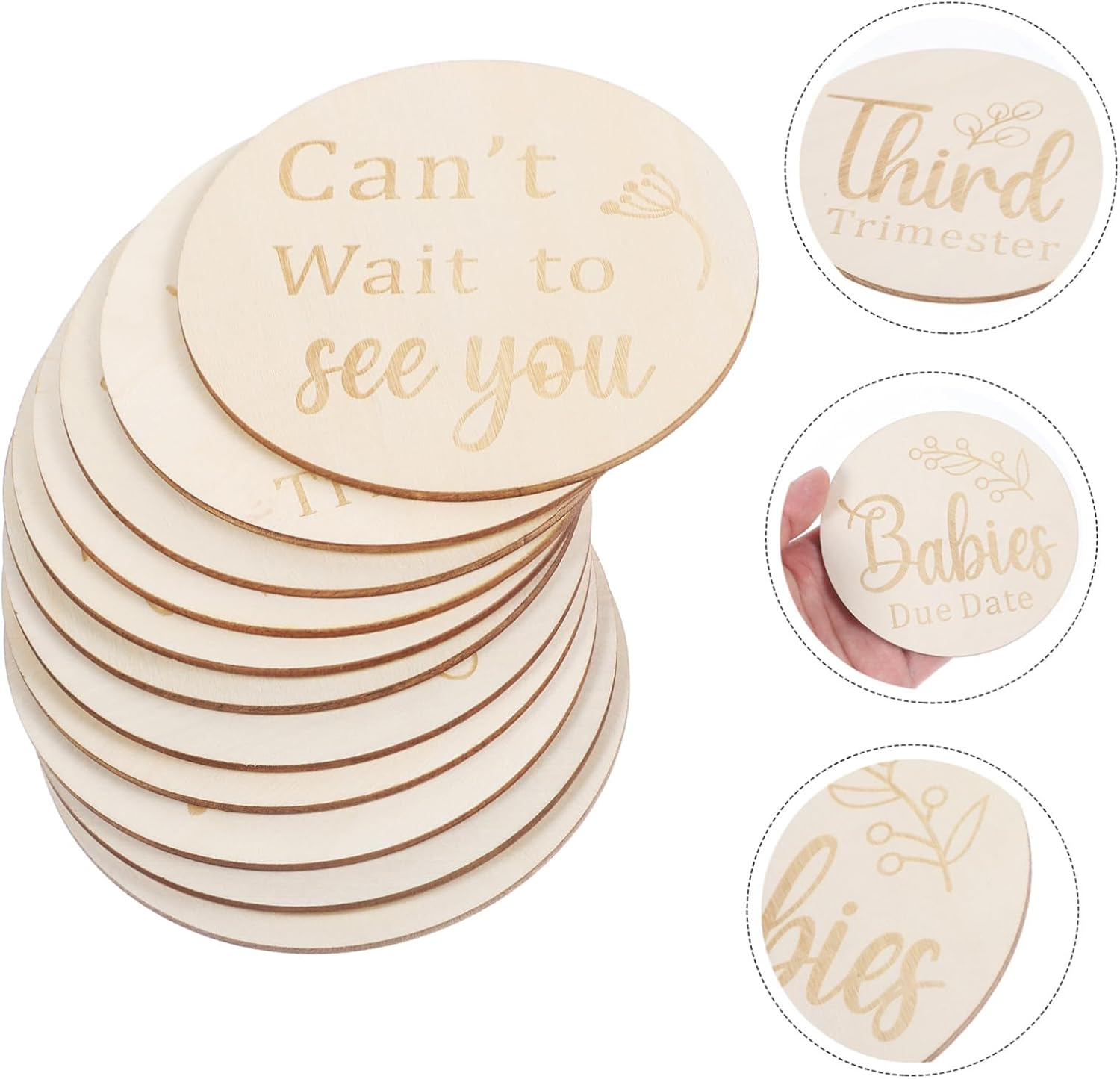 11Pcs Double Sided Wooden Weekly Milestone Discs Pregnancy Journey Milestone Markers Adorable Milestone Signs for Growth Tracking Shower Present and Photo Prop image number 5
