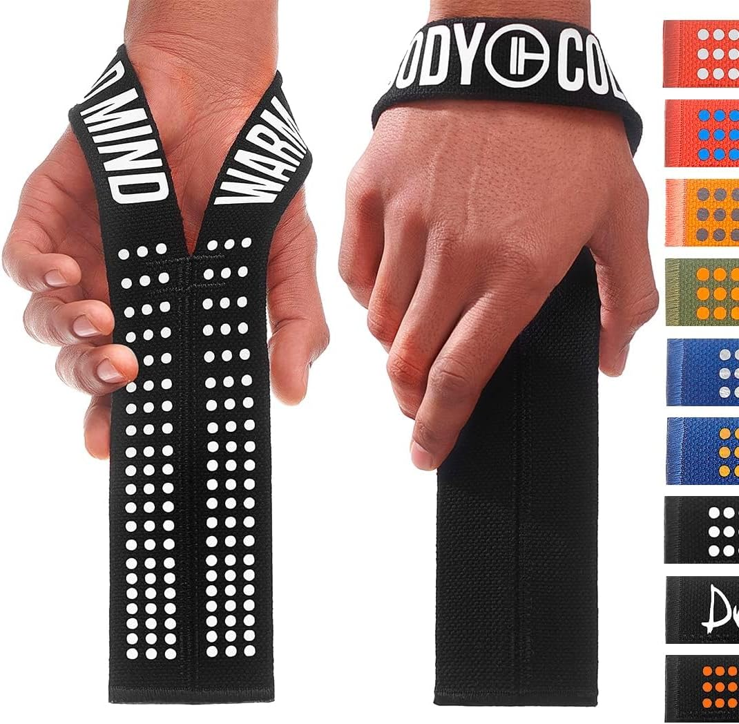 WARM BODY COLD MIND V1 Lifting Wrist Straps for Olympic Weightlifting - Rated at 660 Lb - Hand Wraps for Powerlifting, Weight Lifting, Bodybuilding Functional/Cross Training, Deadlift Gym Bar, Cotton
