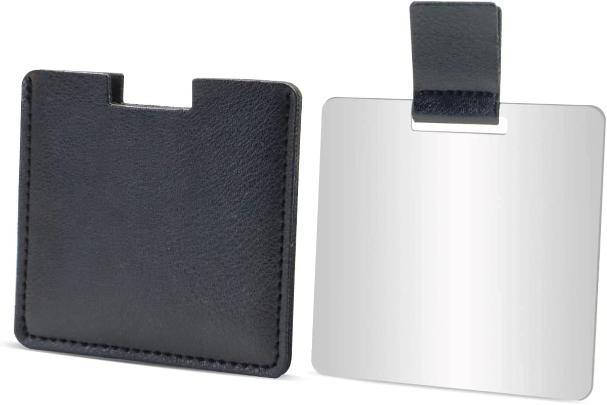 Shatterproof Stainless Steel Compact Mirror for Purses, Unbreakable Mirror Travel with PU Leather Case Cover, Handheld Camping Shaving Mirror for Women & Men, Makeup, Gift (Black) image number 6