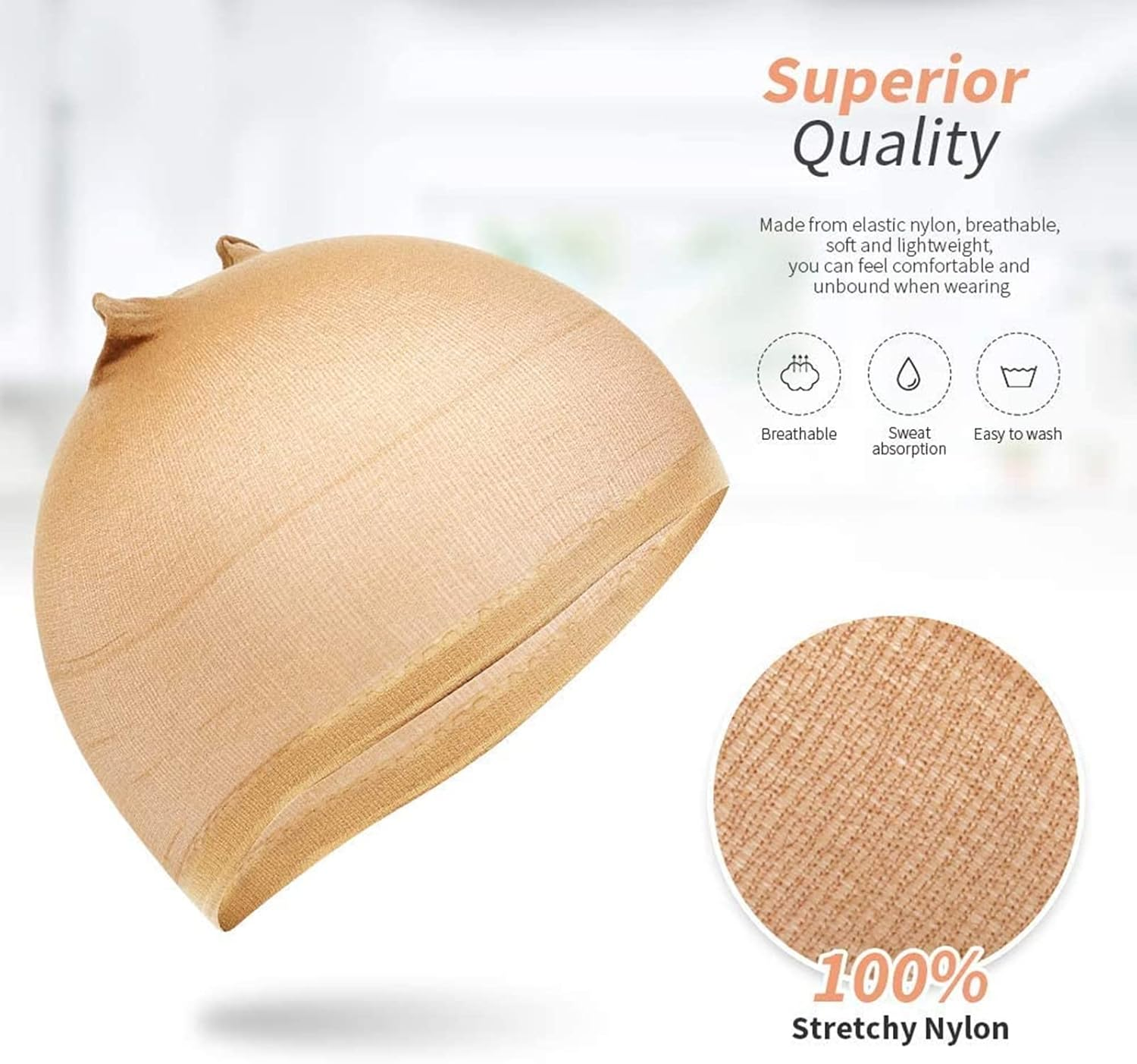 TAVVKE Wig Caps for Women - Nylon Wig Caps for Lace Front Wig Stocking Caps for Wigs Nude Wig Cap 20 Pcs (Light Brown) - Light Brown image number 4