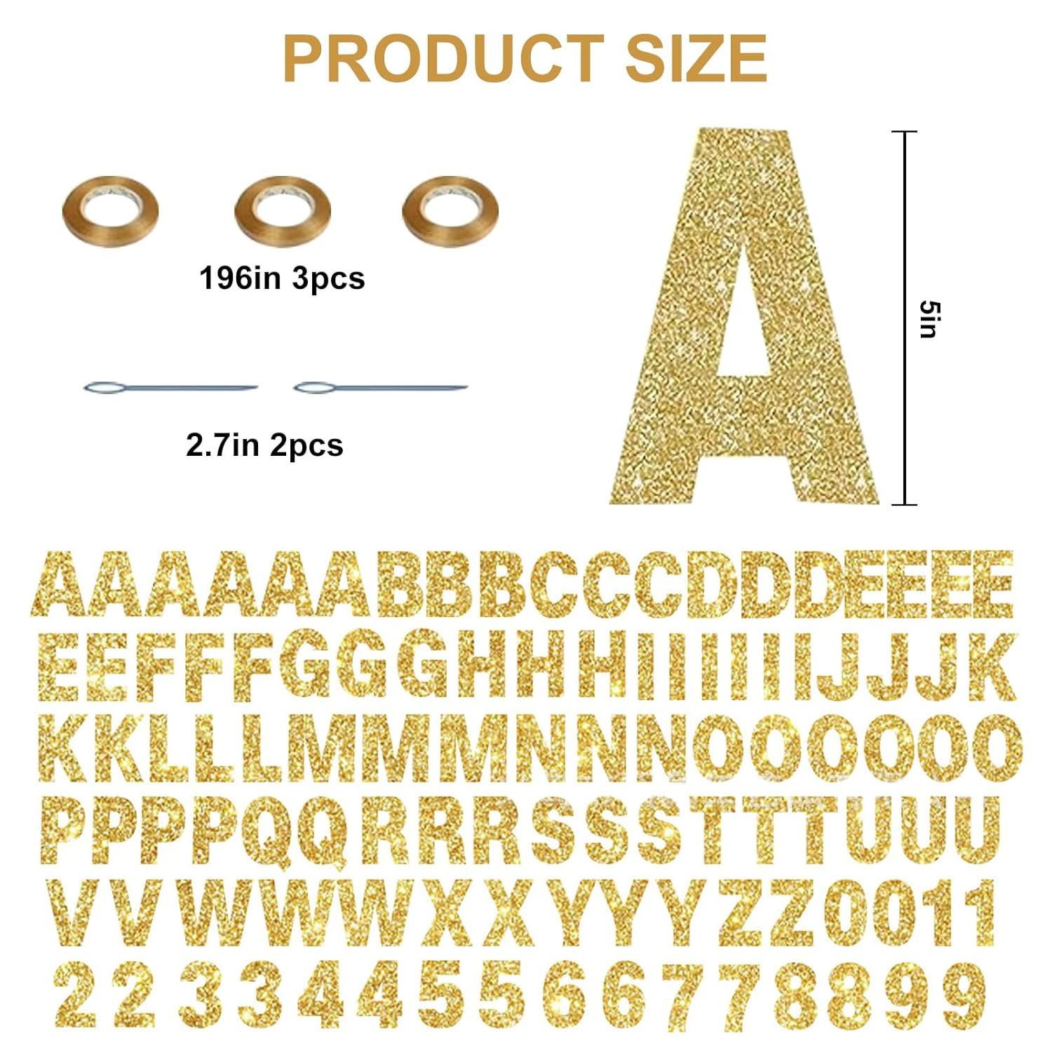 112 PCS DIY Glitter Banner Kit - Customizable Gold Letter Banners for Parties, Birthdays, Graduation, Wedding & Baby Shower - Hanging Decorative Sign with Sparkly Letters (Gold image number 1
