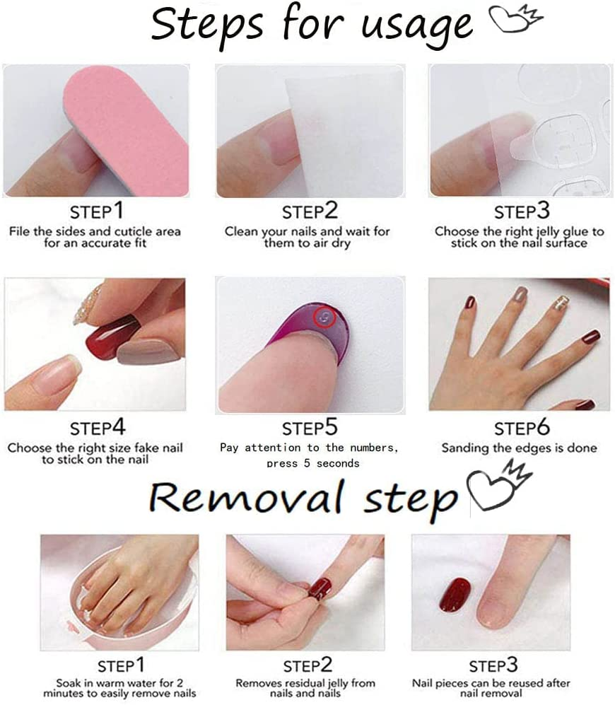 Red Almond Fake Nails Medium Length-Press on Nails Gradient False Nails Full Cover False Nail - Tips 24 Pcs