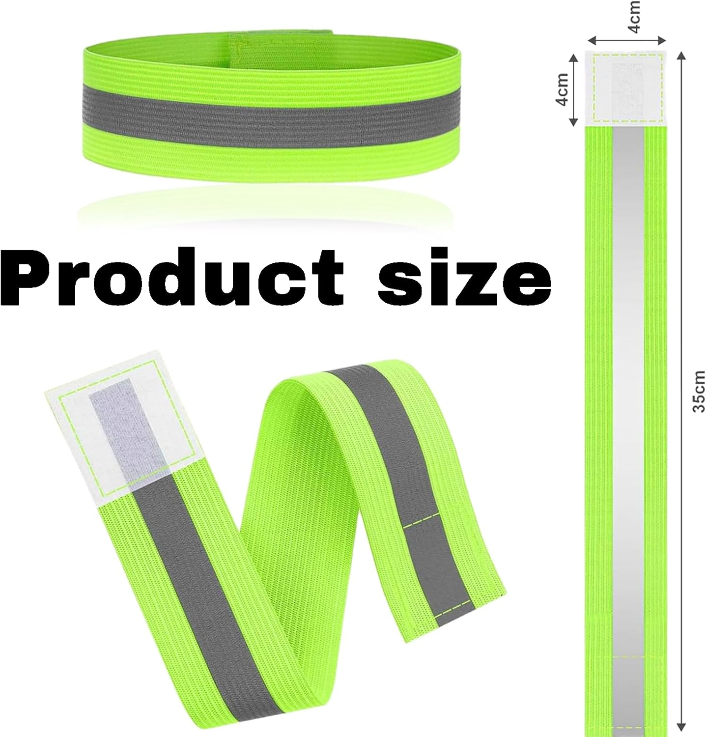 Treayes 4PCS High Visibility Armbands - Hi Vis Reflective Running Armbands, Elasticated Ankle Bands - Reflective Safety Bands for Running, Walking, Cycling at Night