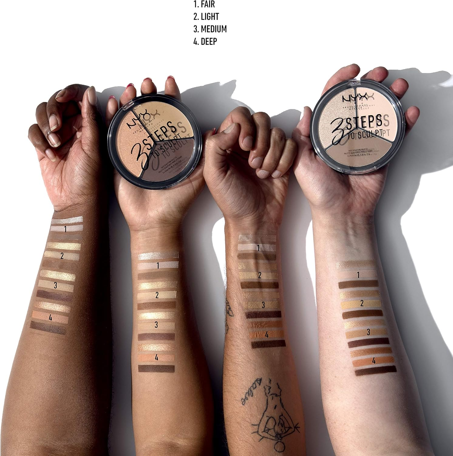 NYX PROFESSIONAL MAKEUP 3 Steps to Sculpt, Face Sculpting Contour Palette - Deep - Deep image number 5