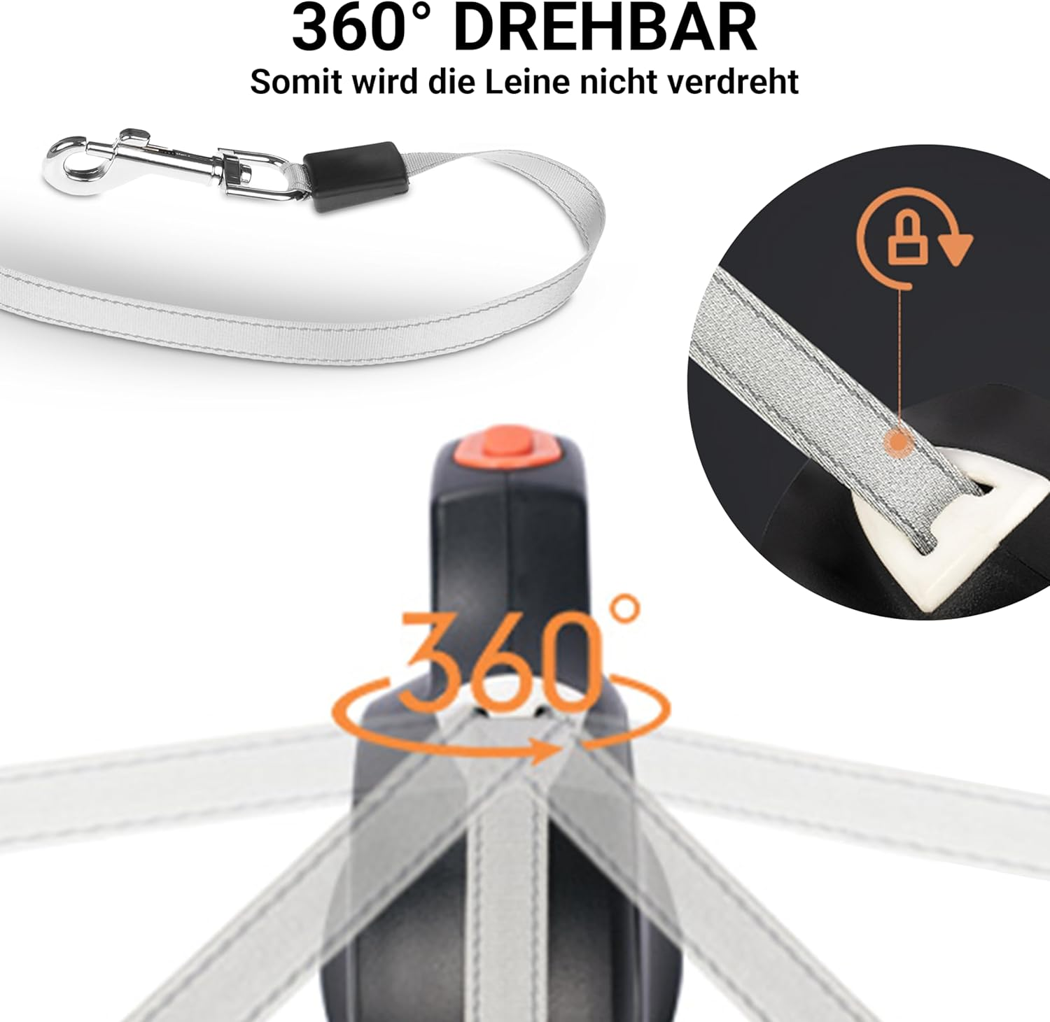 Finopet Dog Lead for Large Dogs and Medium up to 55 Kg, Dog Lead 5 M, Dog Lead Extendable and Innovative Automatic Brake System, Roller Lead, Running Lead for All Dog Harnesses image number 2