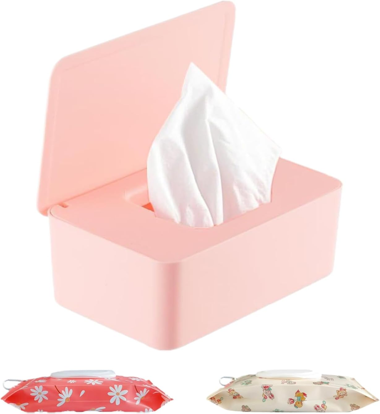 Wet Wipes Dispenser | Baby Wipe Holder | Reusable Tissue Storage Box for Car Counter Living Room Restaurant Home Nursery Bedroom Bathroom Toilet image number 4