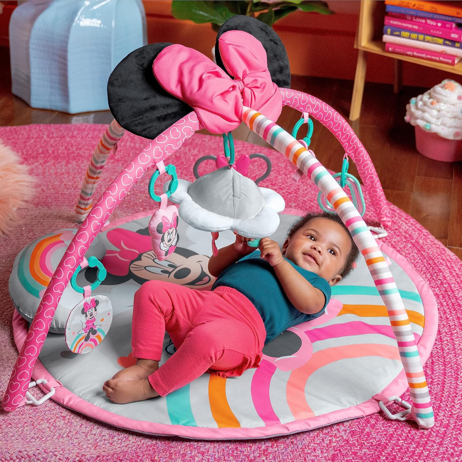 Bright Starts Disney Baby Minnie Mouse Forever Besties Activity Gym with Music and Lights, Pink, Newborn+ image number 4