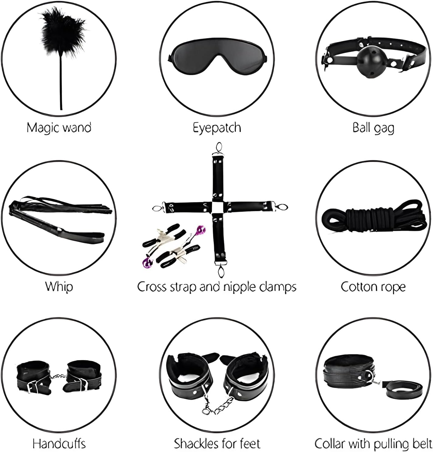 10 Sets of Couple Sex Game Tools, S&M Game Tool Kit, Adjustable Bed Game Set Toys Male Couple Sex Adjustable and Comfortable Couples and Beginner'S Toys,Black image number 6