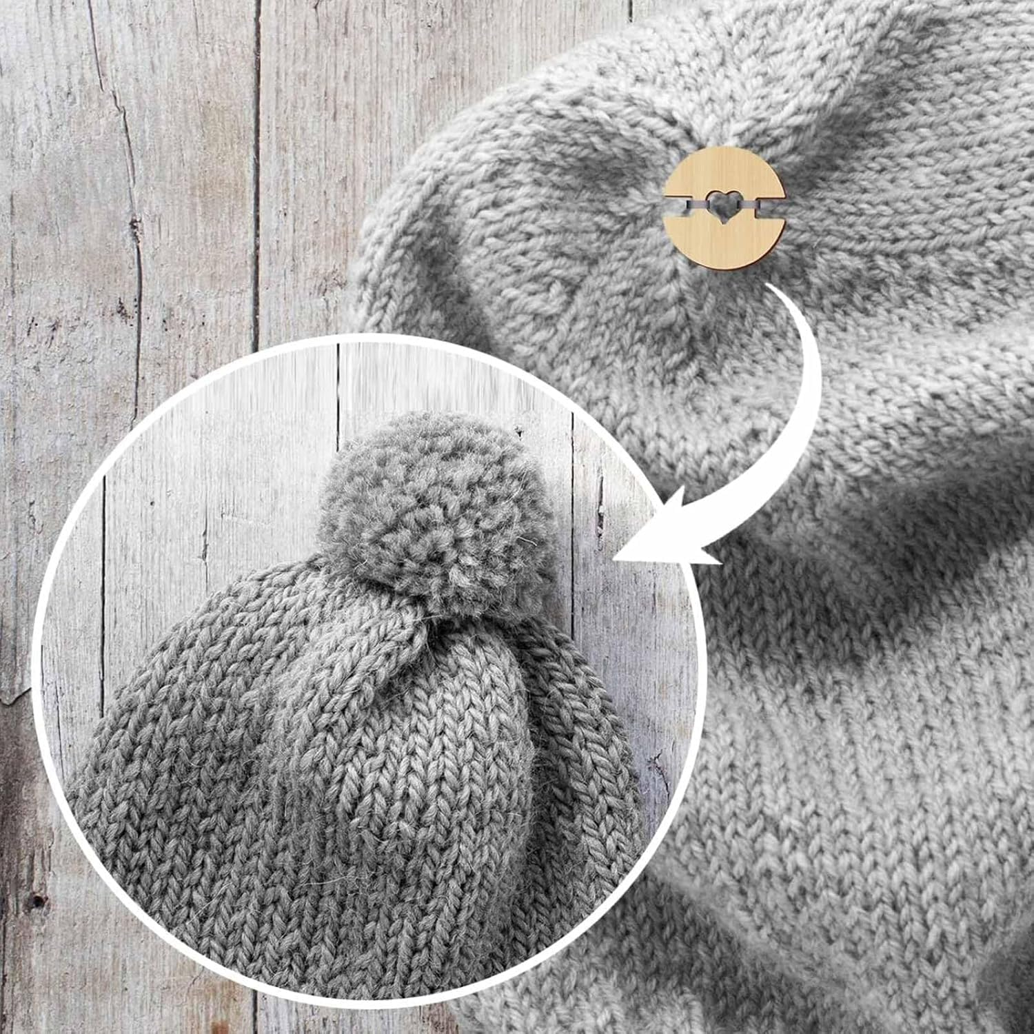 Wooden Hat Poms Poms Fasteners,100 Pack Removable Faux Fur Pom Pom Keepers Holder,Hat Button Faux Fur Pom Pom Keepers Holder,Wooden Poms Poms Buttons for Hats