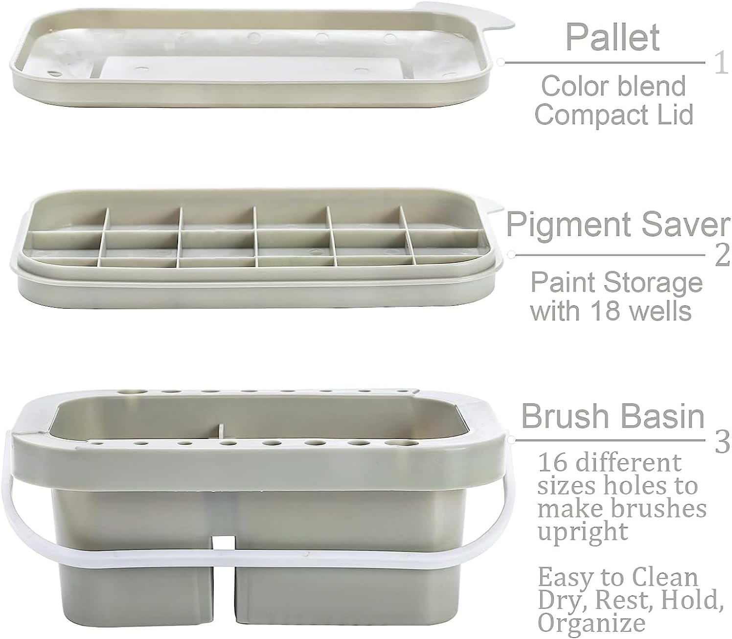 Multi-Function Paint Brush Basin Holder,Paint Brush to Clean Washing Machine,Cover with Tray Palette and 10 Pens,Indoor and Outdoor Watercolor Oil Painting Gouache Cover (Grey) image number 5