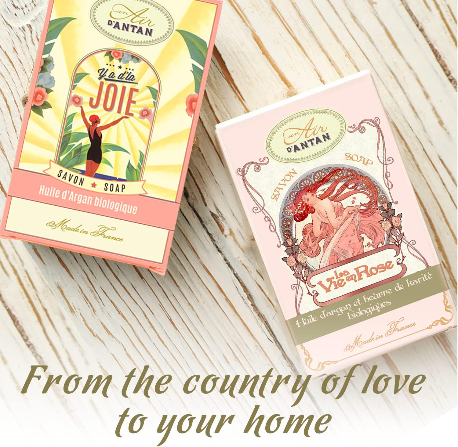 Un Air D'Antan Pack of 5 Soap - Organic Shea Butter, Organic Argan Oil, Sweet Almond Oil - Perfumes : Rose, Almond, Verbena, Orange Blossom, Cherry Blossom / Advent Calendar Beauty / Advent Calendar for Women image number 3