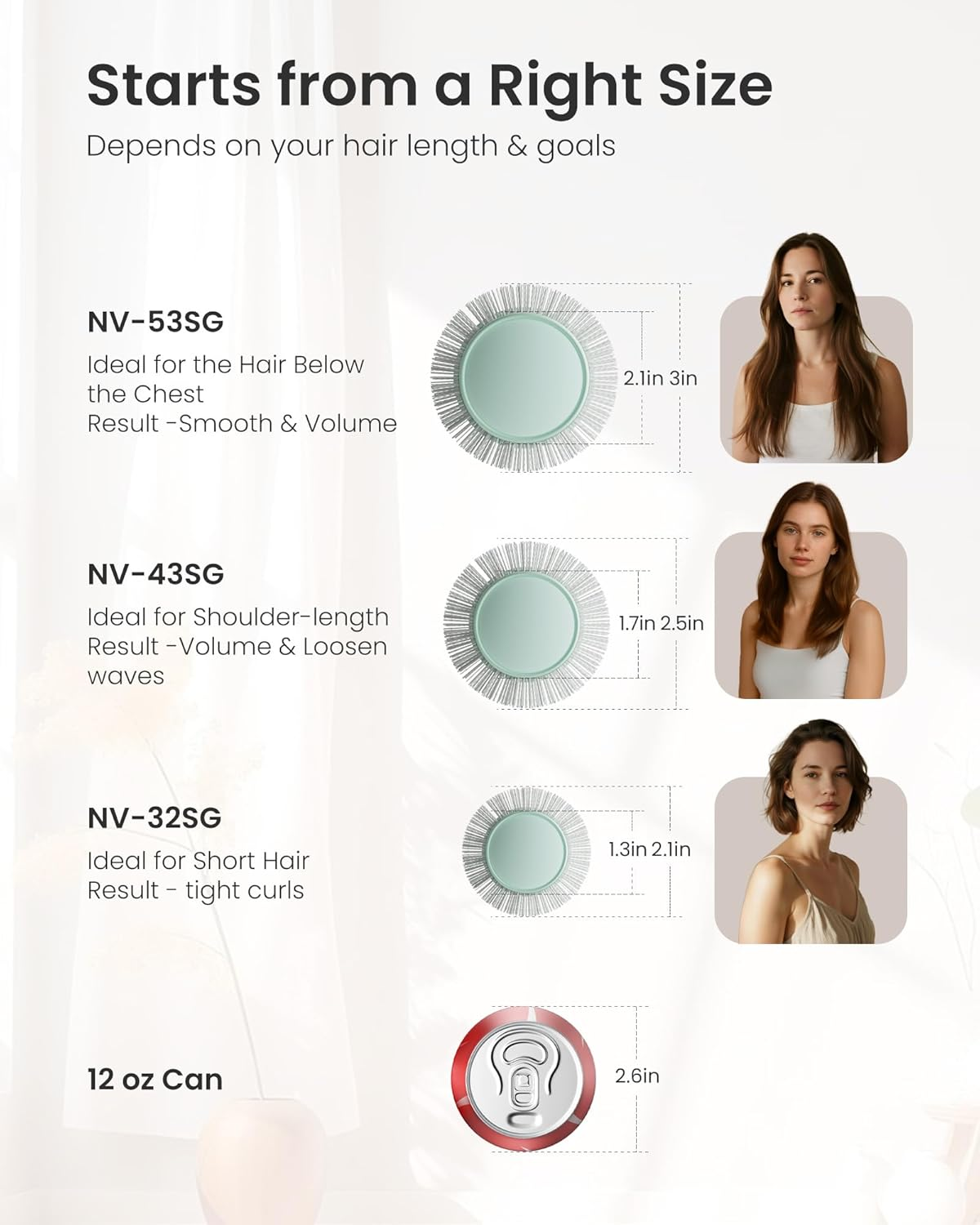 AIMIKE Naturavol round Brush for Blow Out, Large round Hair Brush with Nano Thermal Ceramic Tech, for Fine Hair-Friendly Blow Drying & Styling at Home, Maximum Volume Shine-2.1" Barrel, 3" W/Bristle image number 4