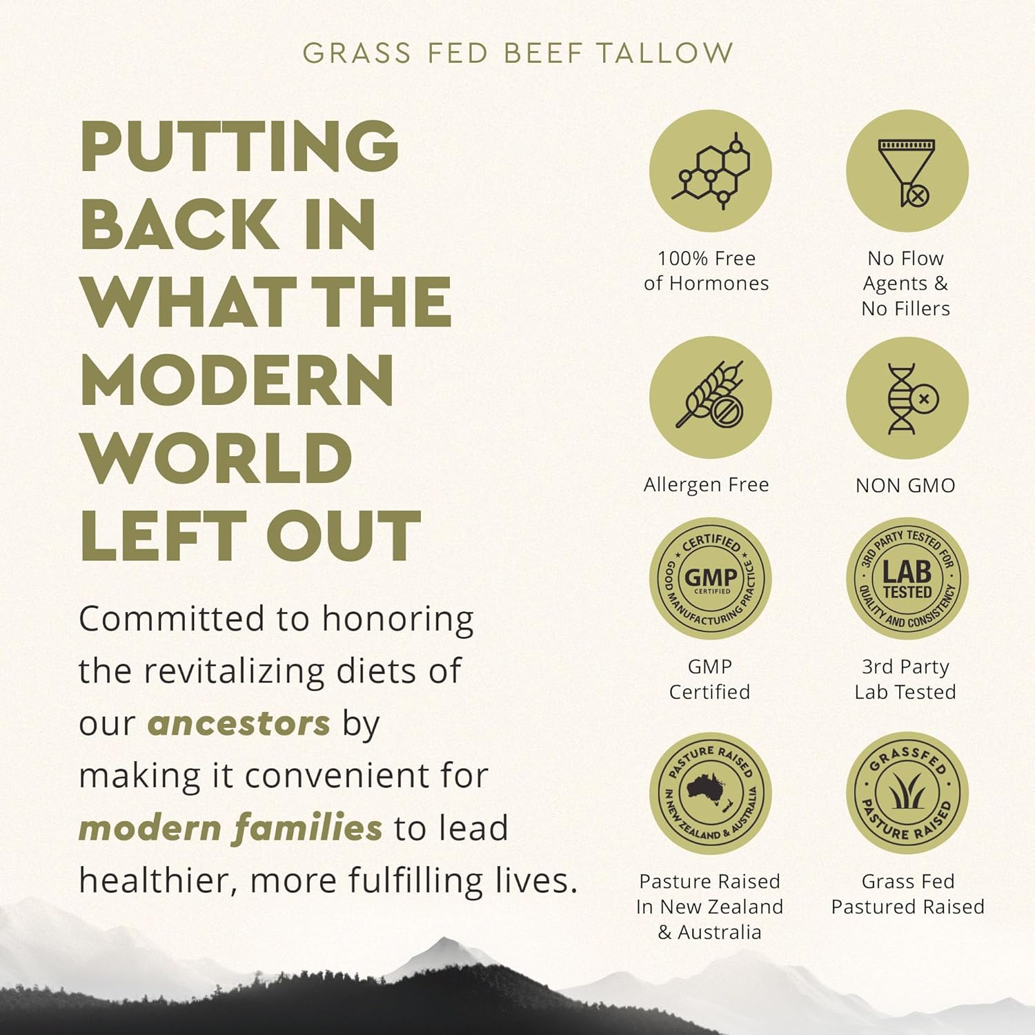 Ancestral Supplements Grass Fed Beef Tallow &mdash; Based on the Native Wisdom of Our Early Ancestors, Tallow Provides the Same Nourishing Kidney Fat (Suet) That Our Ancestors Selectively Hunted. image number 2