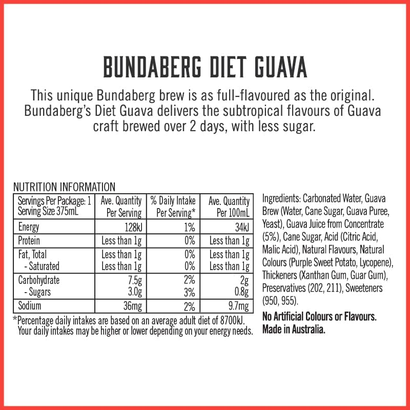 Bundaberg Diet Guava 24 X 375Ml image number 4