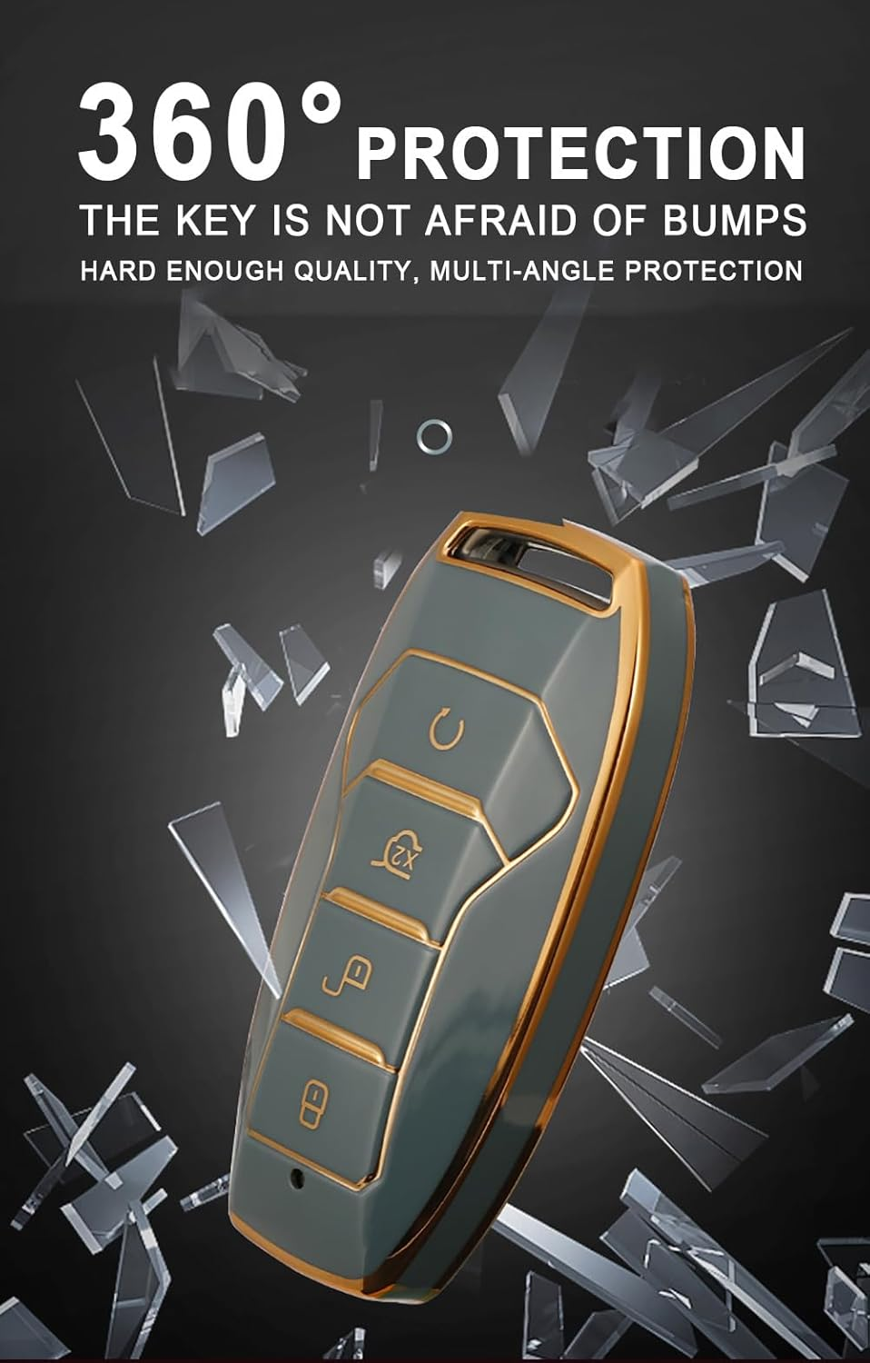 Ontto TPU Car Key Fob Cover Keyring Fit for BYD Han EV Key Case Qin Plusdmi Song Pro Tang Dolphin E9 Seal Smart Key Case Key Holder Key Shell Bag Keychain Protection Auto Accessories 4 Buttons Beige A image number 1