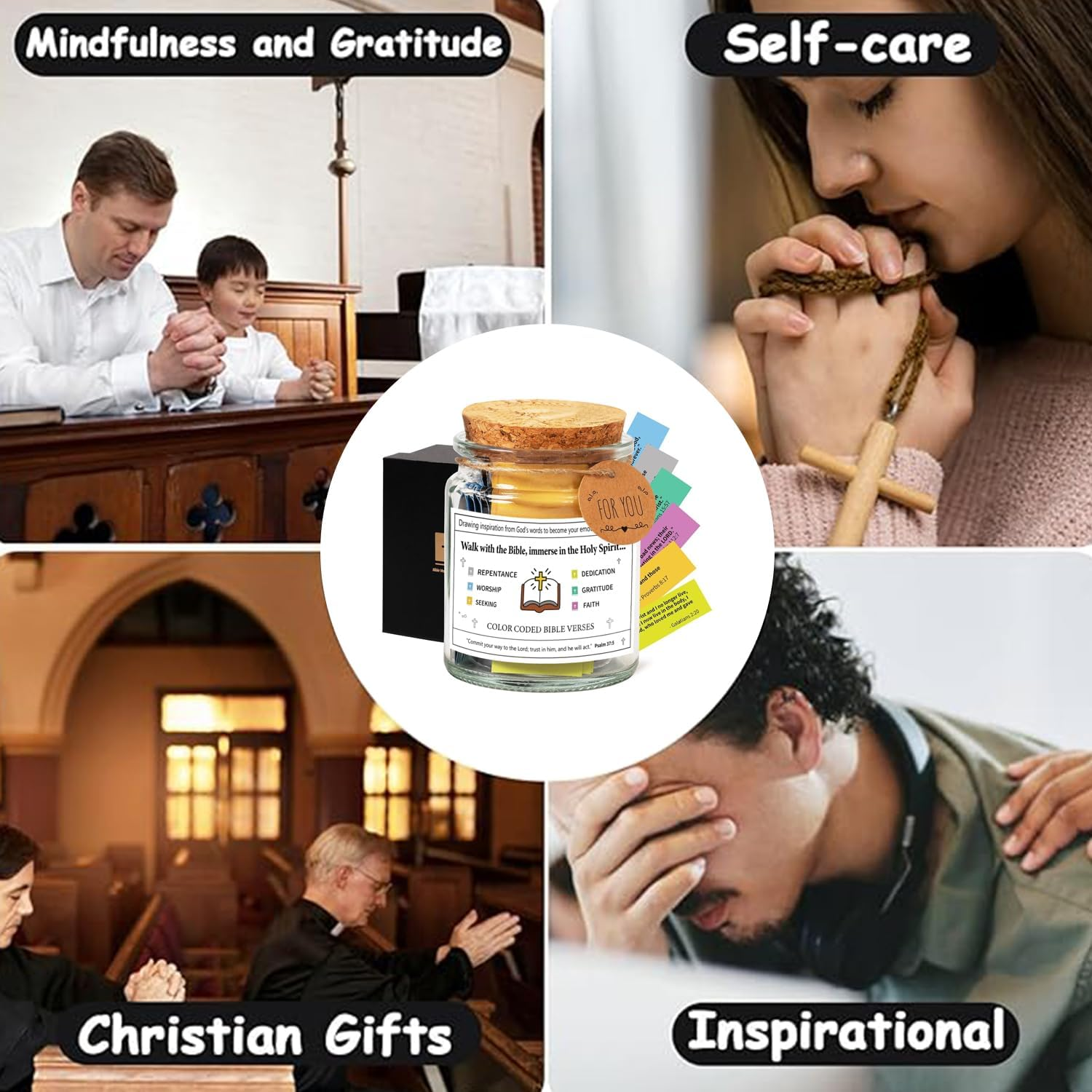 Bible Verse Jar,Bible Verses for Emotions and Feelings, Daily Scripture Prayer Hope Jar, Faith Based Gifts, Religious Graduation Gift,Blessings Jar,Religious Gifts for Men Women image number 1