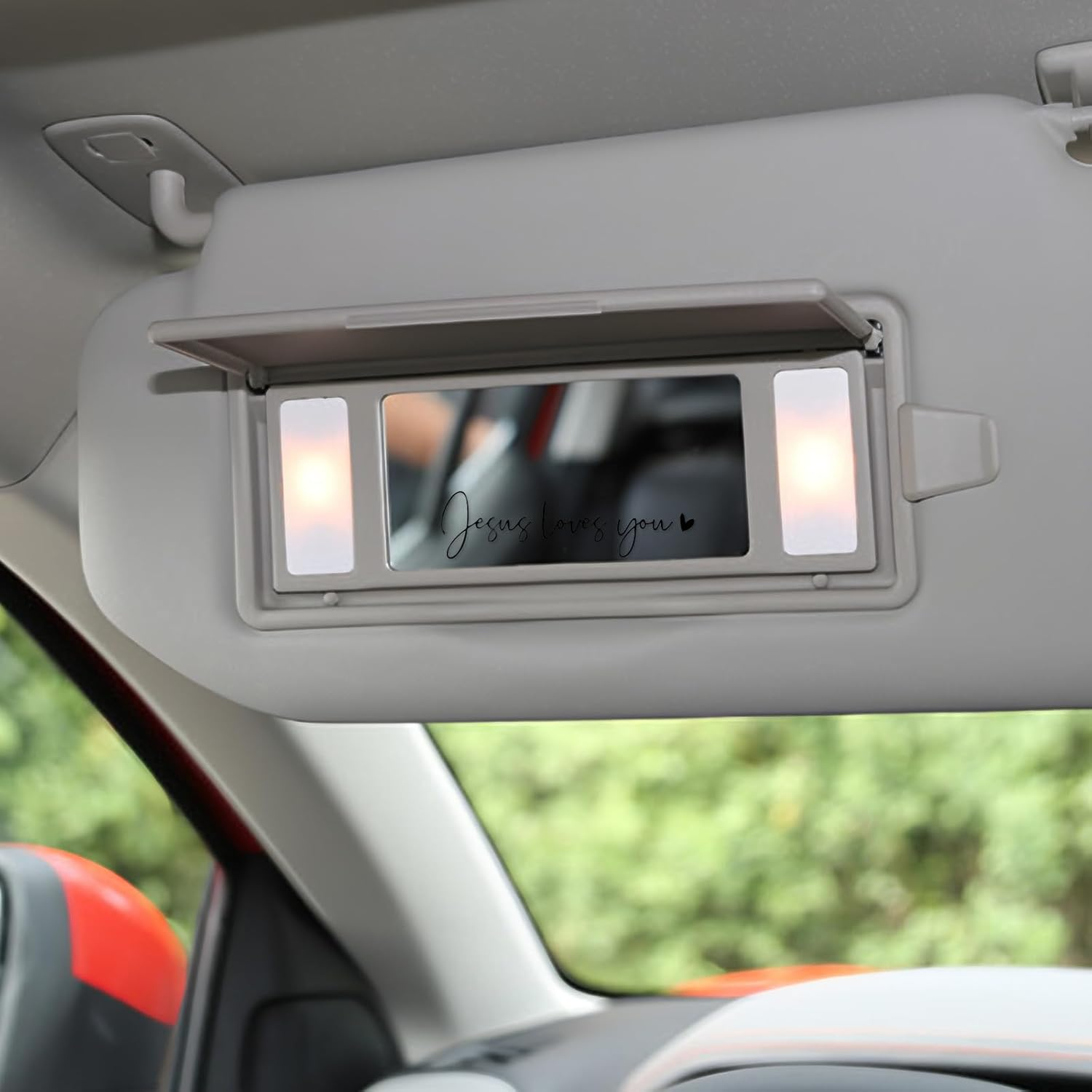 2Pcs Jesus Loves You Rear View Mirror Sticker, Positive Affirmation Car Decals Vanity Mirror Stickers Water Bottle Stickers Rearview Mirror Sticker for Laptop Car Water Bottle (Black)