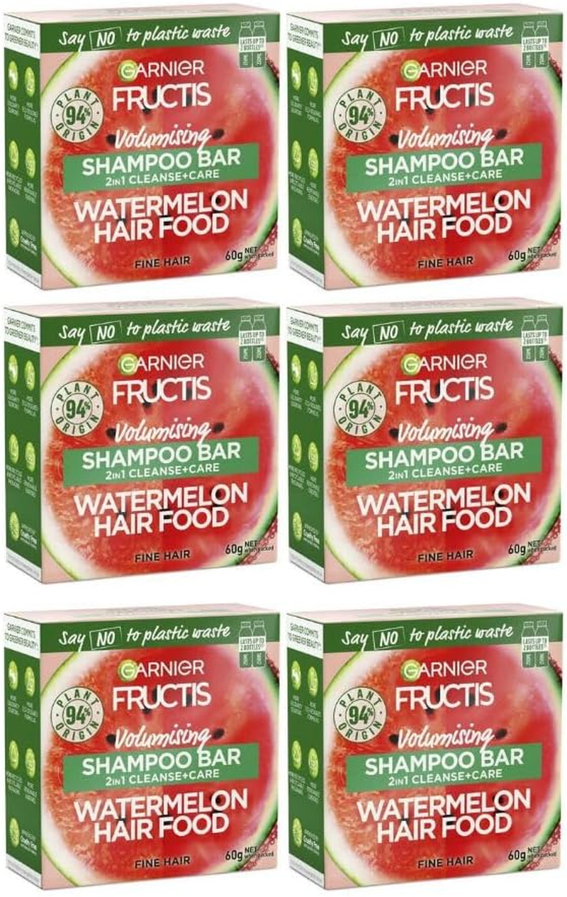 6X Garnier Watermelon Hair Food Volumising Cleanse and Care Shampoo Bar 60G image number 2