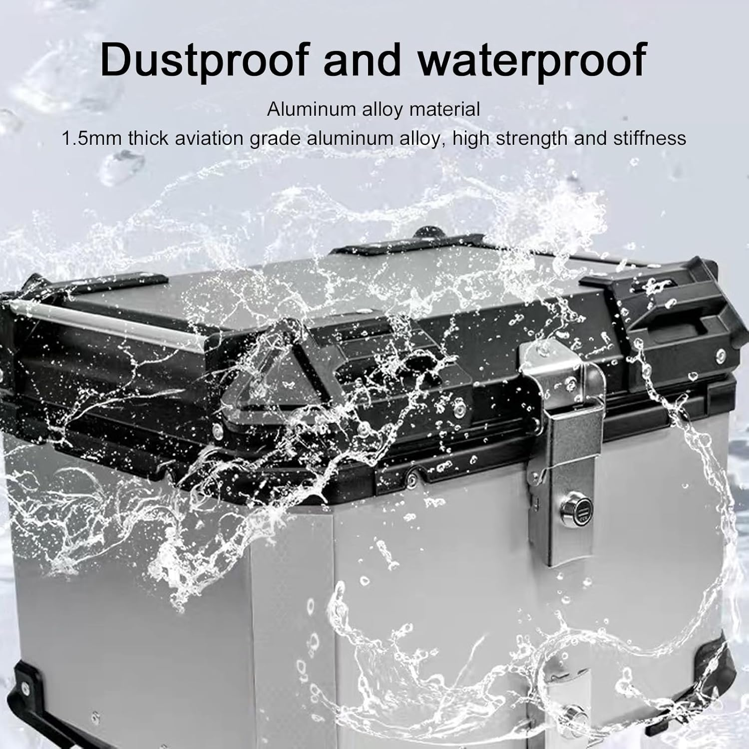 45L Motorcycle Top Case, Aluminum Universal Motorbike Tail Box Trunk Storage with Security Lock for Helmet Luggage, Waterproof Motorcycle Top Box with Back Cushion image number 1