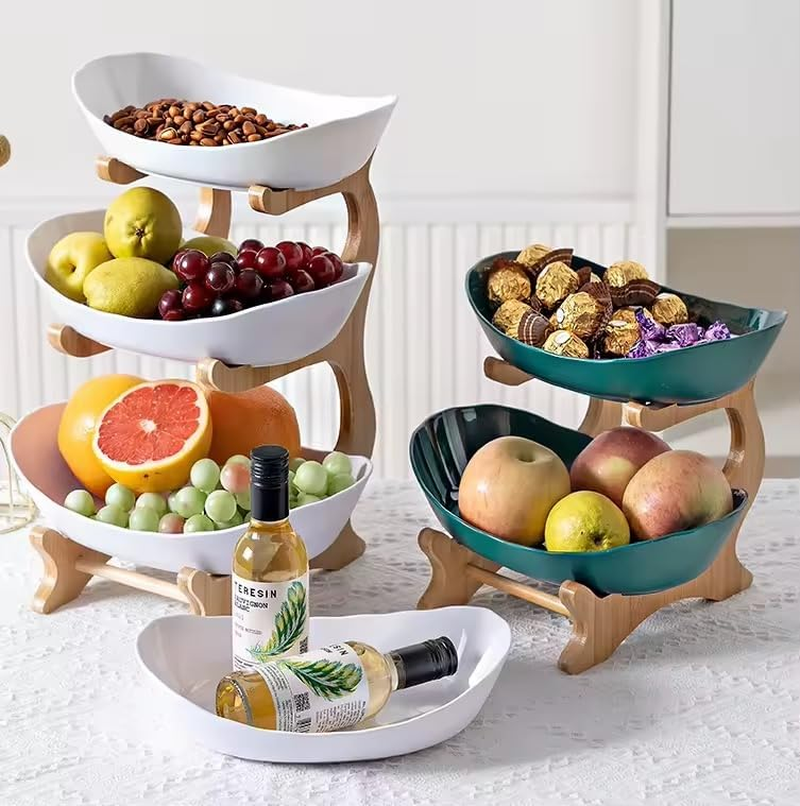 AURORA & Sons-Modern Porcelain 3-Tier Serving Bowls with Stand Holder &ndash; Multi-Level Serving Tray for Fruits, Snacks, and Desserts- Ideal for Kitchen, Dining Room and Party Use image number 3