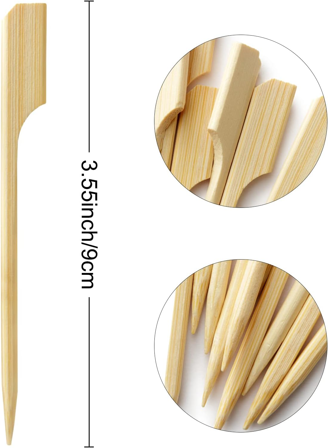 BLUE TOP 200Pcs Bamboo Paddle Picks, 3.5 Inch Sturdy Flat Skewers Food Appetizer Toothpicks for for Fruit, Grilling, Drink, BBQ, Barbecue, Yakitori Chicken, Fondue, Roasting,Cocktail, Marshmallow image number 3