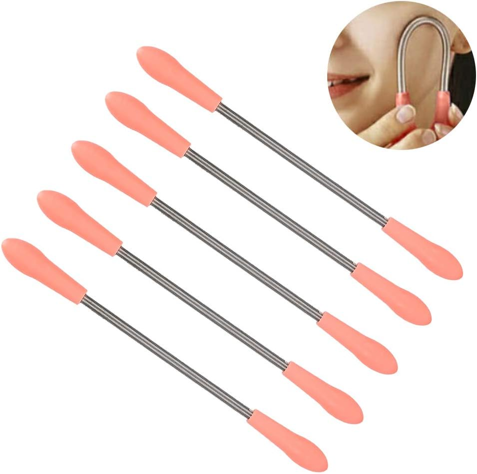 5 Pieces Facial Hair Remover, Portable Hair Remover Stainless Steel Spring Epilator for Women Chin Cheek Mustache Upper Lip Neck, Remove Unwanted Hair, Smooth Skin