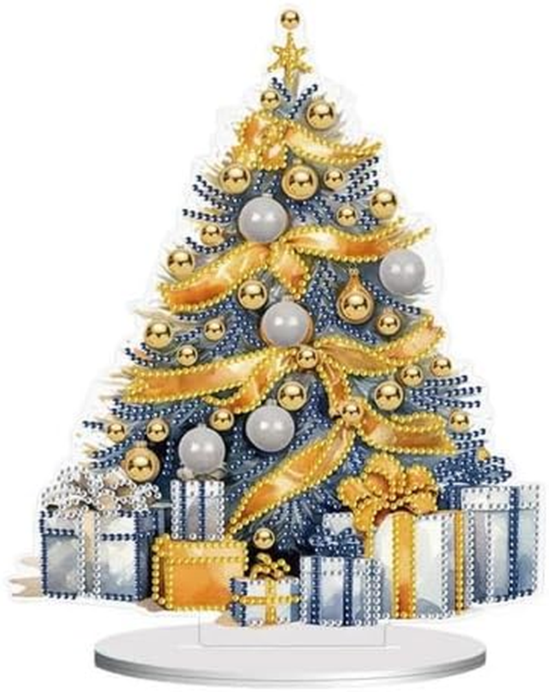 Syntego 5D DIY Christmas Tree with Yellow Ribbon Diamond Painting Kit Crystal Rhinestone Acrylic Table Top Decoration (Xmas Tree 3) image number 5