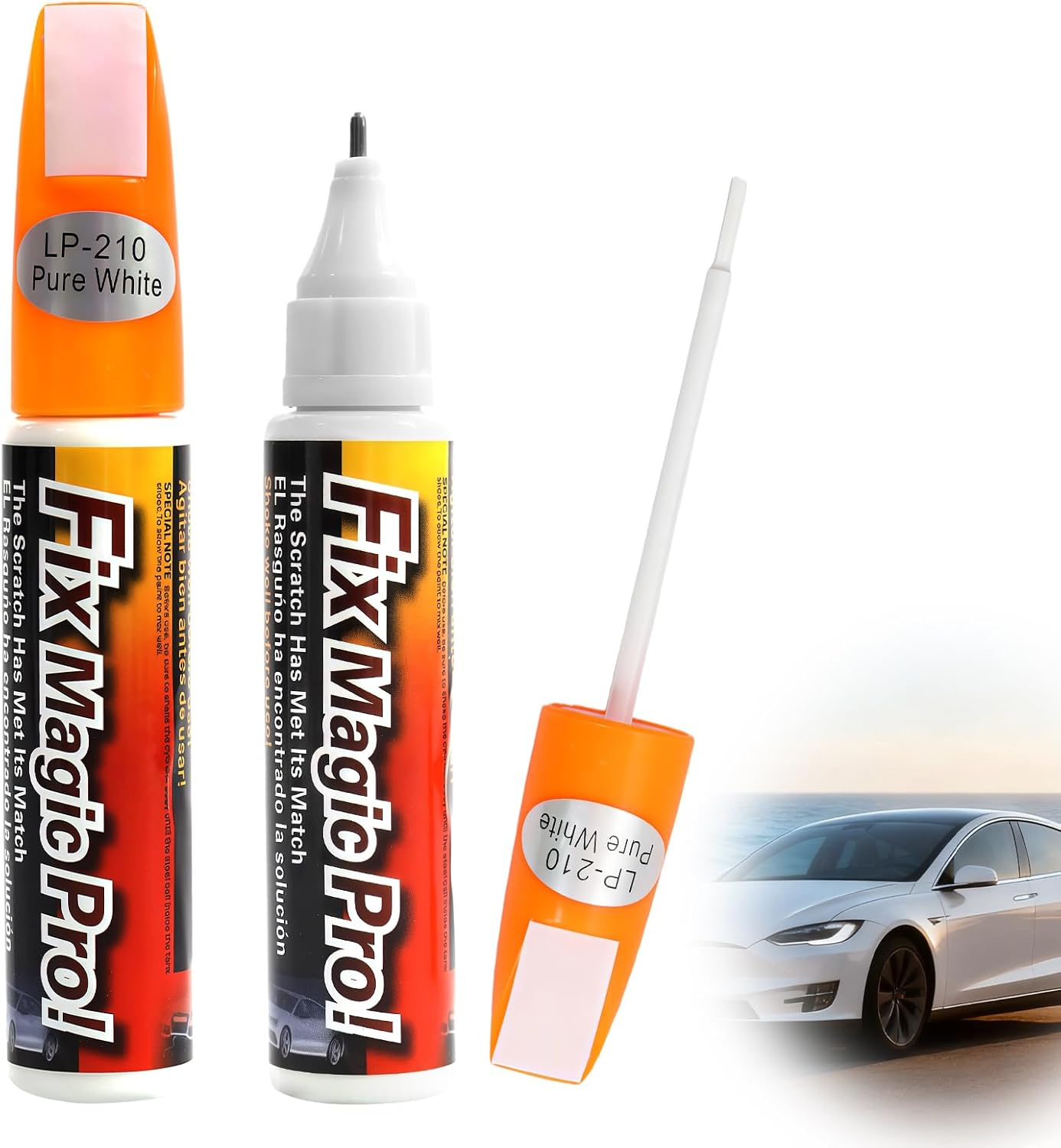 White Car Touch up Paint Pen, 12Ml 2-In-1 Scratch Repair Pen with Alloy Tip & Brush and Colour Match Cap, Quick Fix for Minor Scratches on Vehicle Paintwork Car Scratch Remover Pen