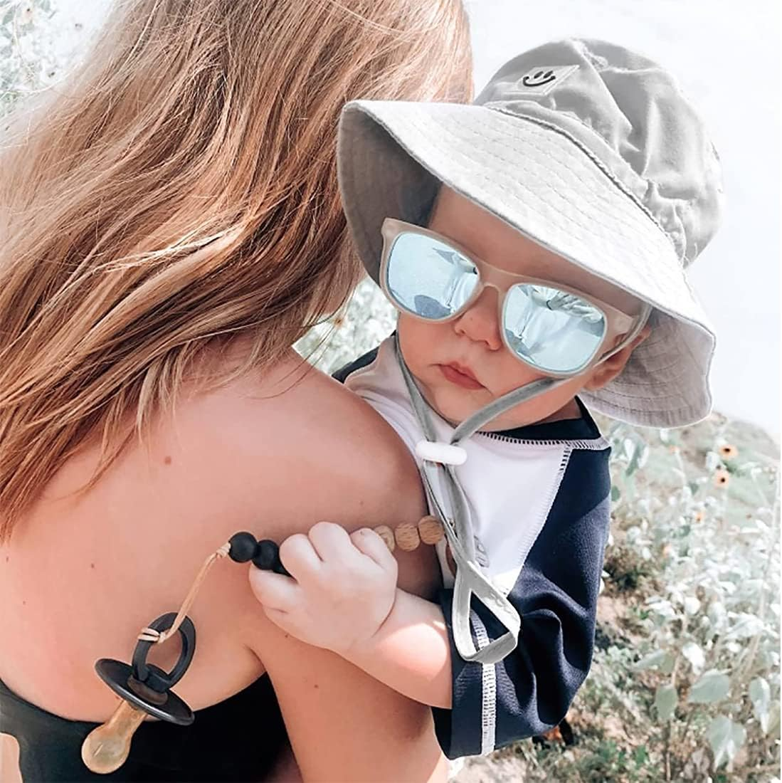 Malaxlx Baby Kids Bucket Sun Hat Toddler Smile Face Wide Brim Summer Outdoor Beach Hat for 0 Months - 6 Years Old Girls Boys image number 6