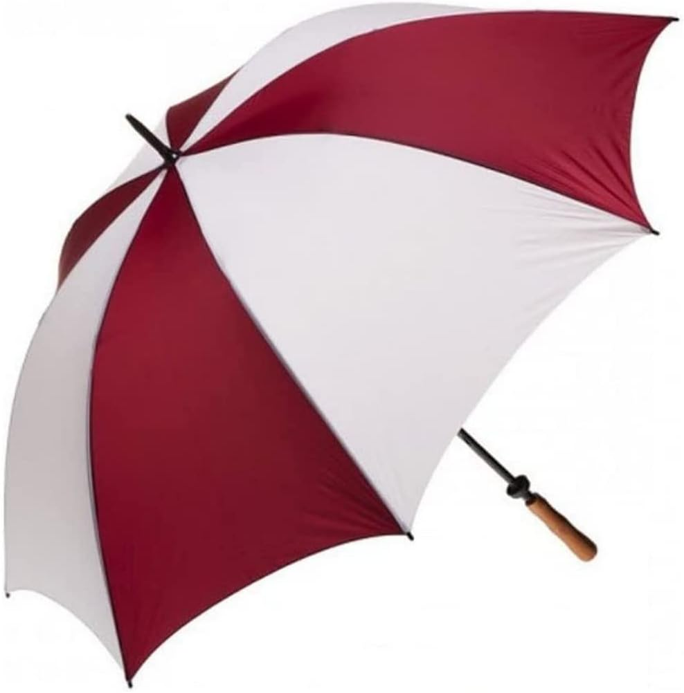 Clifton Traditional Golf with Wood Handle, Burgundy Red and White