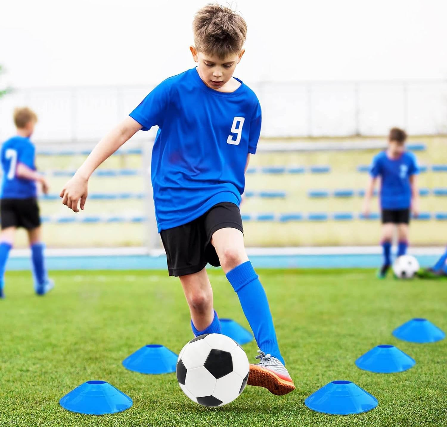 Soccer Goal Set - 2 Set of 6X4 / 4X3 Ft Toddler Soccer Nets Training Equipment, Soccer Ball, Pop up Portable Soccer Set for Kids and Youth Games and Training Goals image number 4