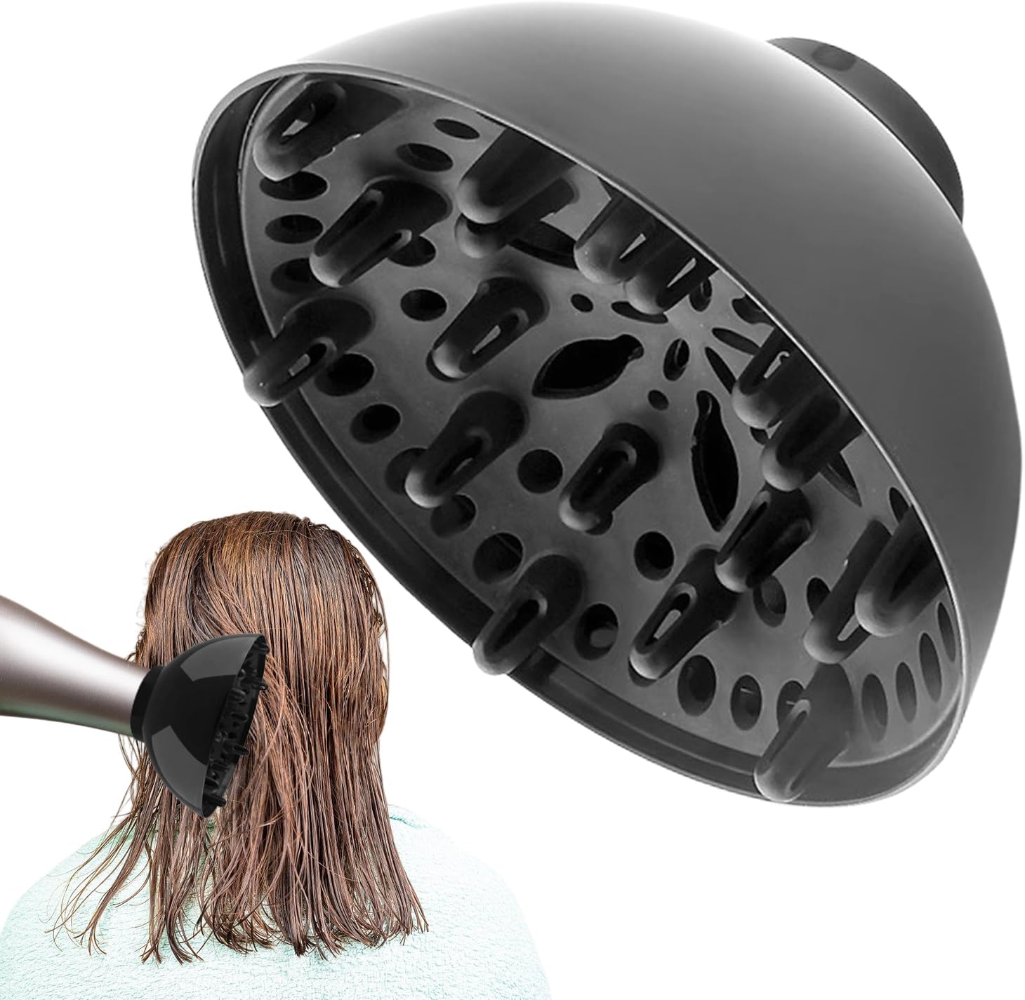 Curly Hair Dryer Diffuser Attachment Blow Dryer Diffuser Attachment Adjustable from 1.4-Inch to 2.6-Inch, Diffusing Assistant for Home Hairdressing Barbershop Travel Salon image number 1