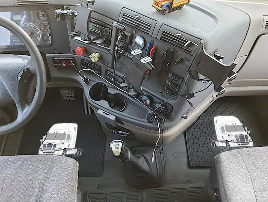 TUSPUR Floor Mat for Freightliner Cascadia 2008-2016 Set Rubber Black Updated Non-Slip for Cascadia Floor Mat Semi Truck Accessories All-Weather Right Passenger/Left Driver Side (White) image number 5