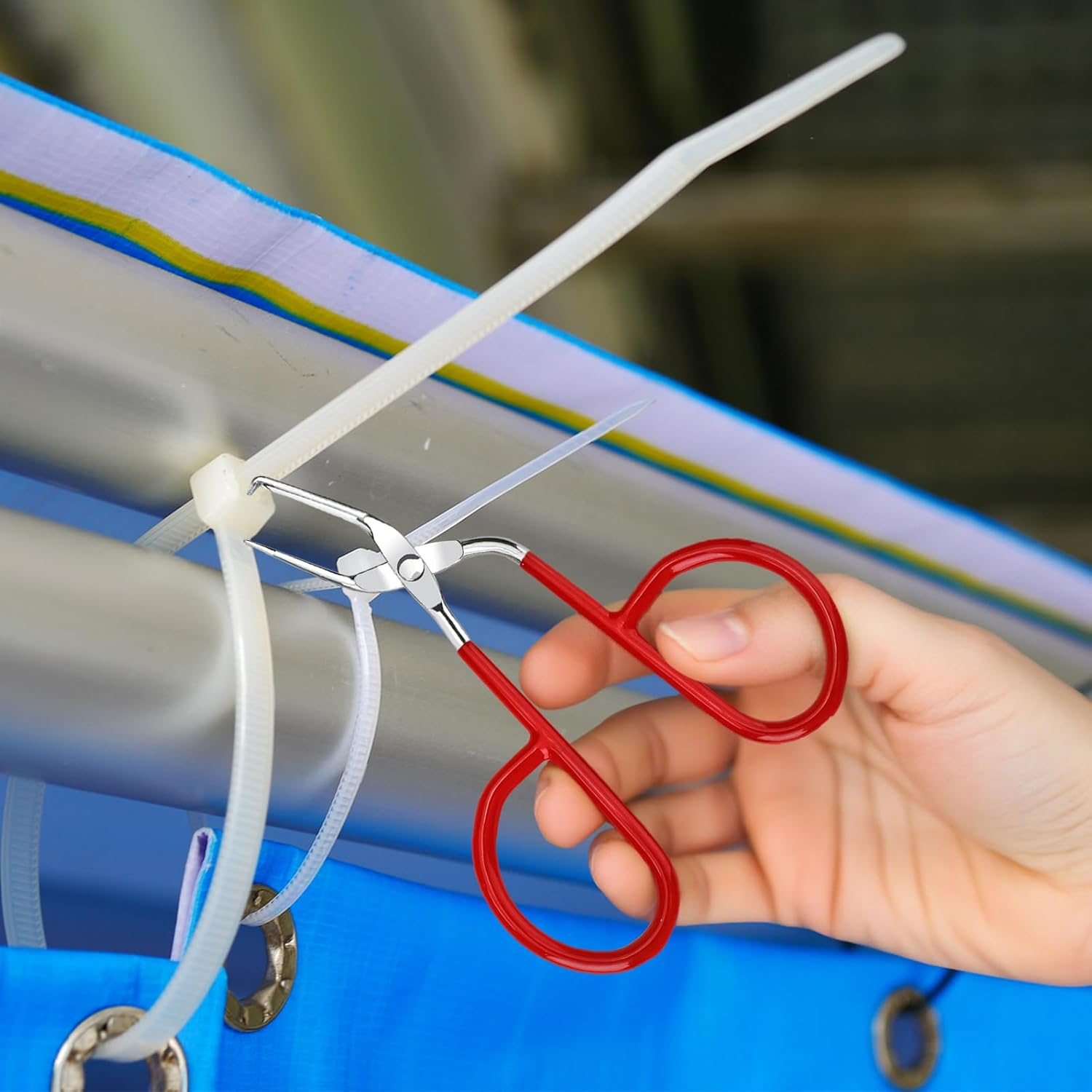 2PCS Cable Tie Opener, Stainless Steel Zip Tie Cutter, Pocket-Sized Zip Ties Tool with Red Silicone Handle for Quickly Untie, Multipurpose Removal Pliers, Electronics Accessories image number 5