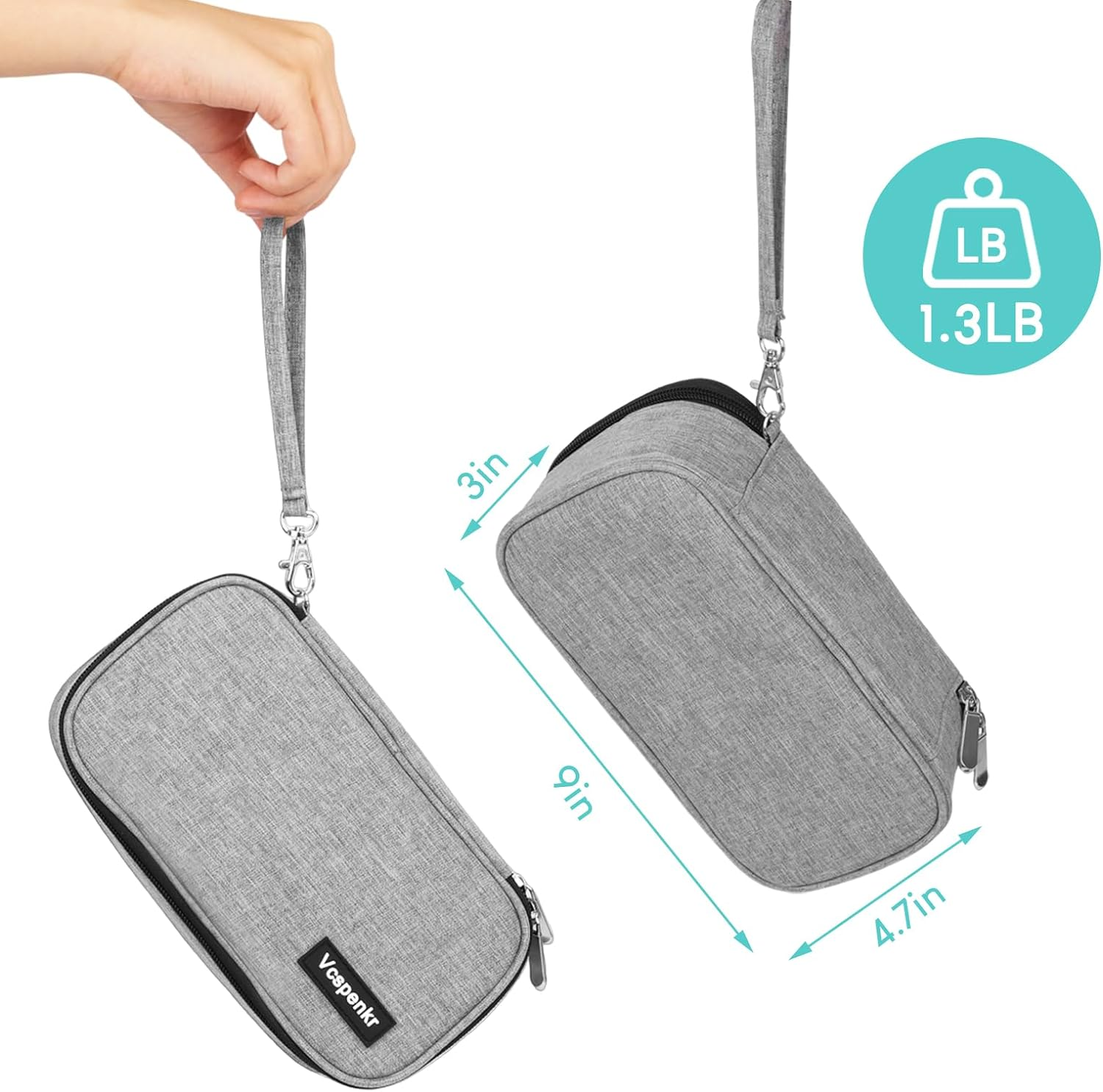 Portable Insulin Cooler Travel Case, Diabetic Medicine Carrying Bag with 2*200G Ice Packs, Insulated Organizer Medication Cooler Bag for Insulin Pen and Diabetes Supplies & GH & Wegovy (Gray) - Black image number 4