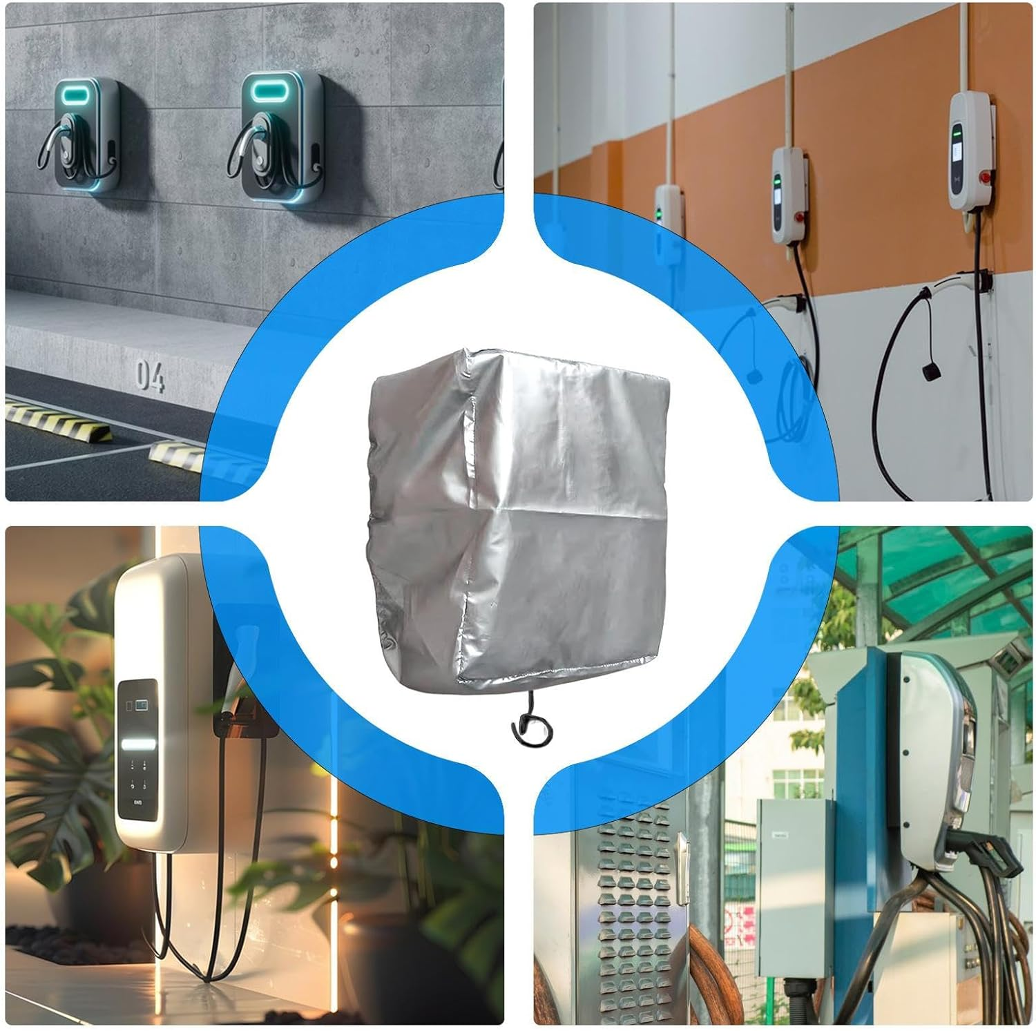 EV Charger Cover for Wall Connector - Oxford Cloth Charging Station Dust Cover with Adjustable Zipper | Weatherproof Protective Bag Sun UV Snow Protection | Outdoor Accessory for Electric Car Charger