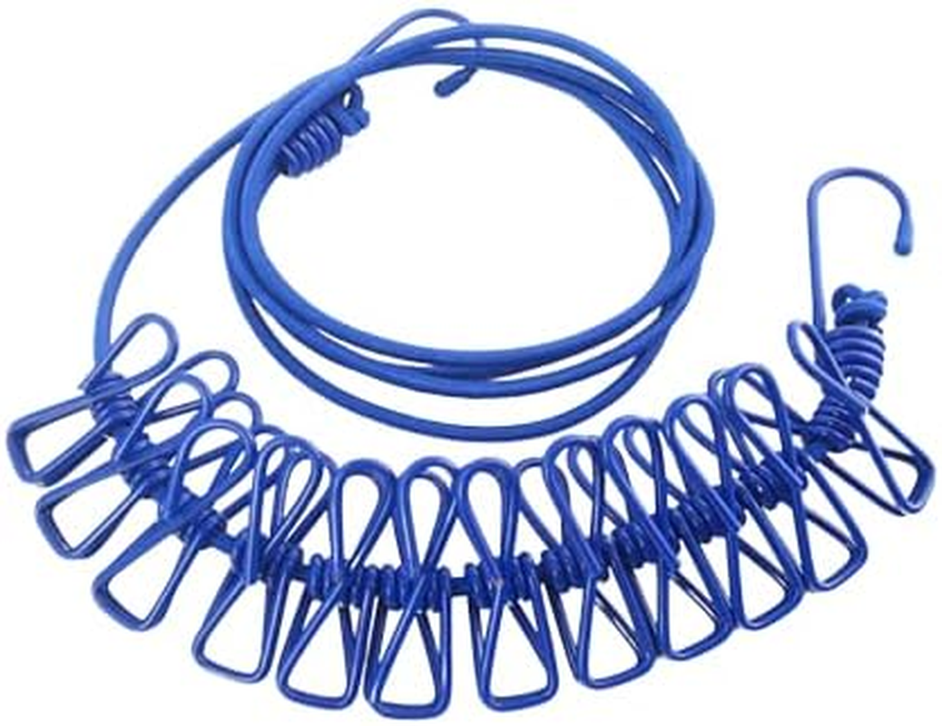 EZONEDEAL Portable Travel Clothesline, Retractable Adjustable Clothesline with 12 Clothespins, Camping Outdoor RV Accessories for Hotel, Apartment, Indoor, Outdoor image number 1