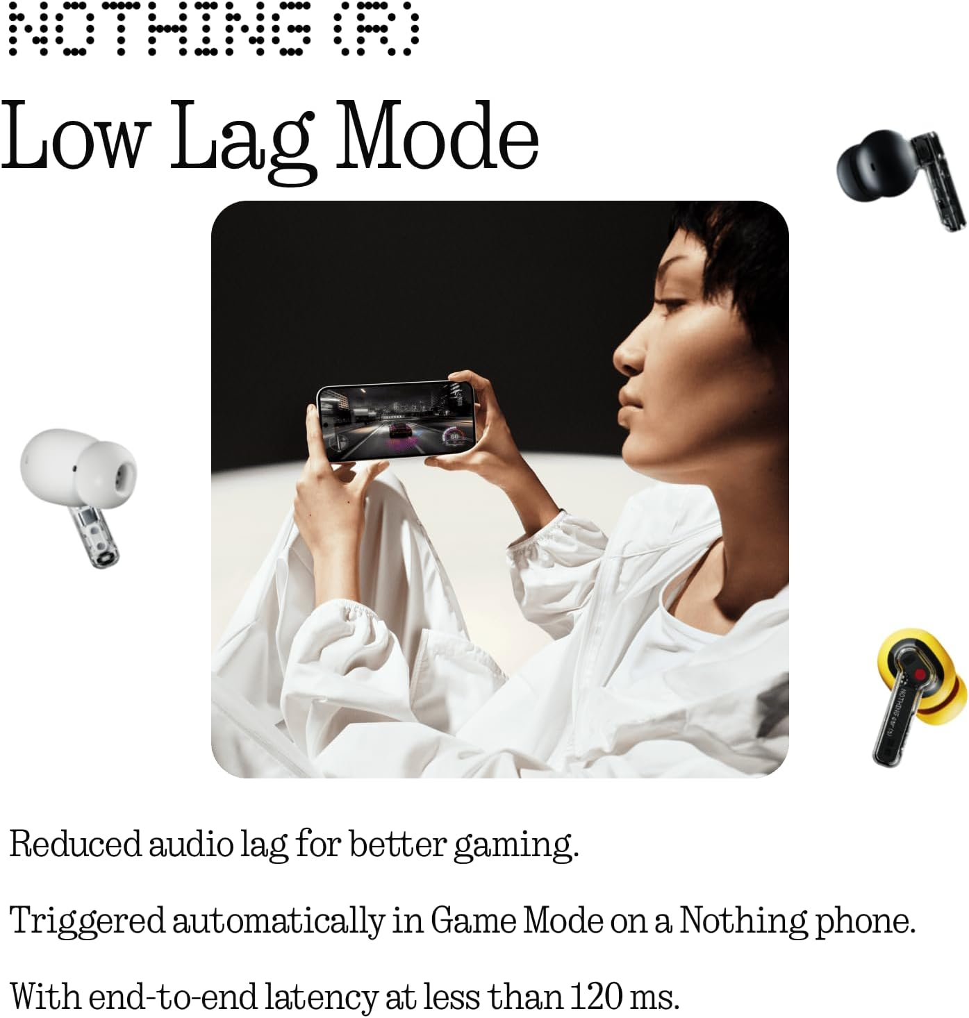 Nothing Ear (A) Wireless Earbuds with Chatgpt Integration, 45Db Hybrid Noise Cancelling Headphones, Hi-Res Audio, Advanced Equaliser, Dual Connect, 6 Mics, 42.5H Playtime Bluetooth Earphones Yellow - Yellow image number 6