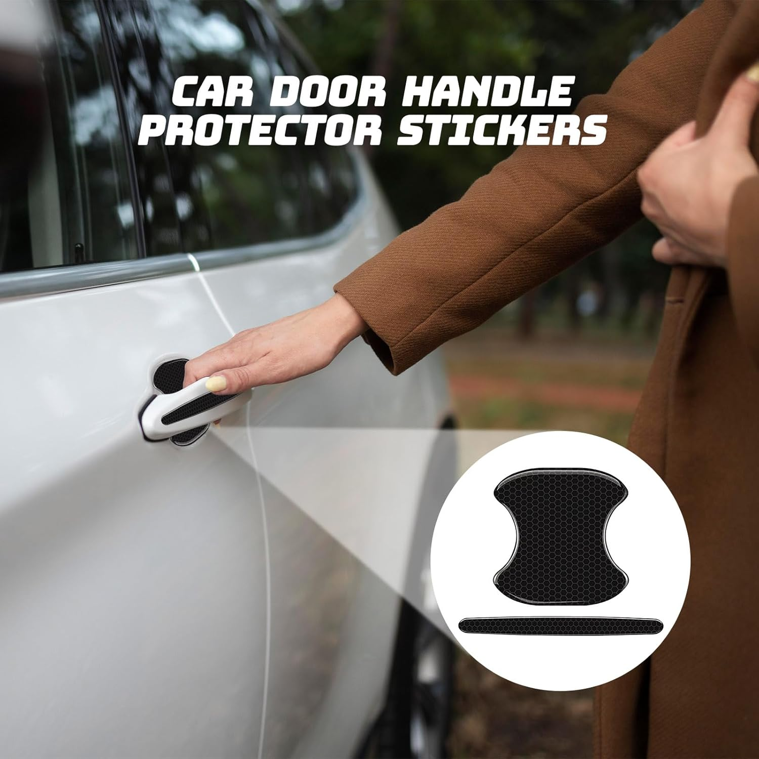 8PCS Car Door Handle Protector, Reflective Prism Anti-Scratches Door Handle Bowl Guard Stickers, Universal Auto Exterior Accessories for Most Car Handles image number 6
