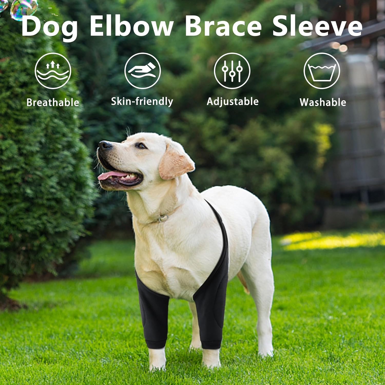 Dog Elbow Protector for Front Leg Calluses, Dog Joint Recovery Sleeve for Prevent Licking, Adjustable Dog Elbow Pads Dog Leg Wound Care, Dog Knee Brace Protector Pads for Canine Sprain Arthritis, L image number 1