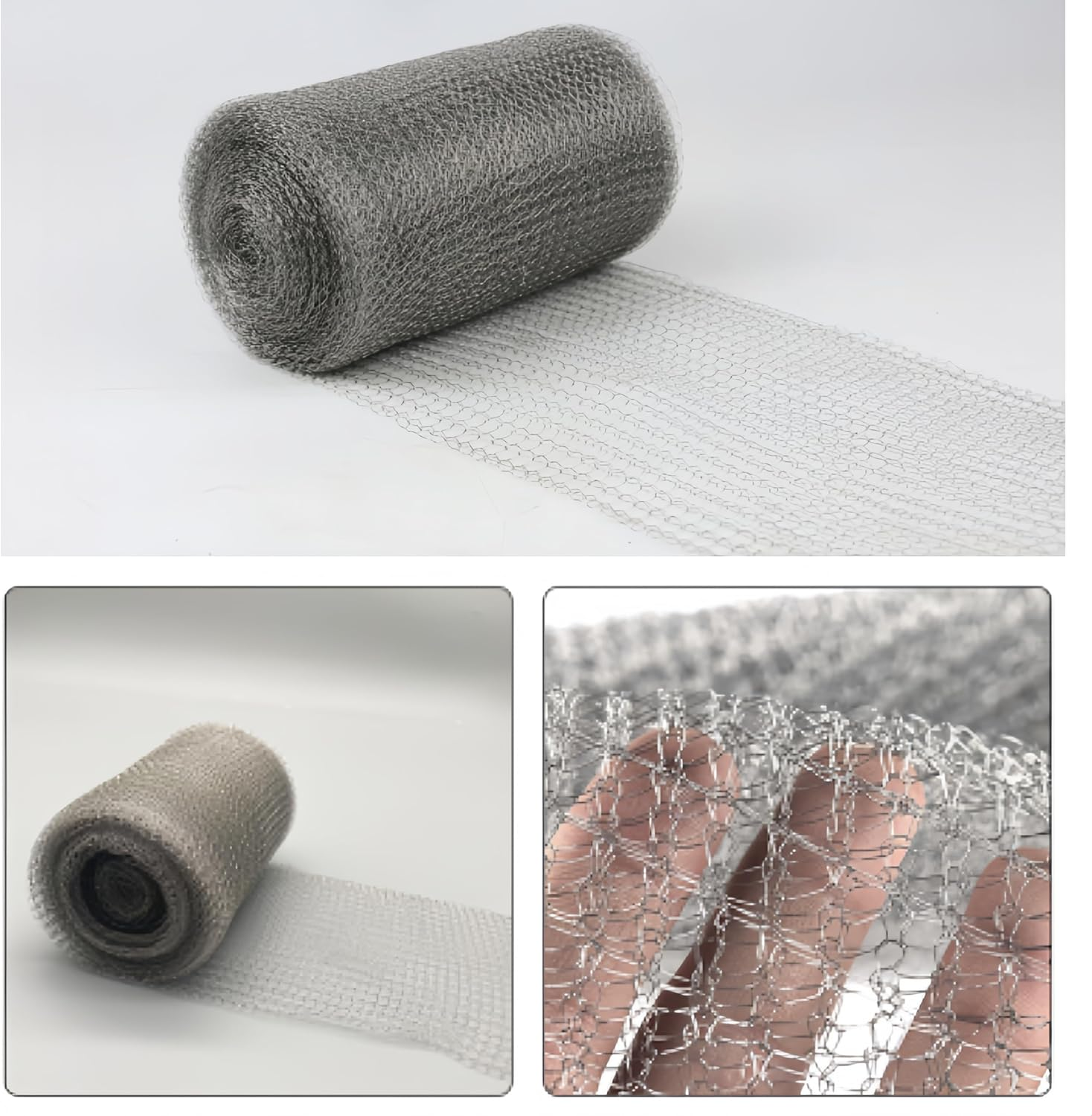 Ai-Oumleef Wire Mesh Hole Fill Fabric, Stainless Steel Wire Mesh Roll Woven Rodent Mesh for Mouse Hole Filler Garden Barrier Outdoor Use(12.7Cm*3M) image number 3