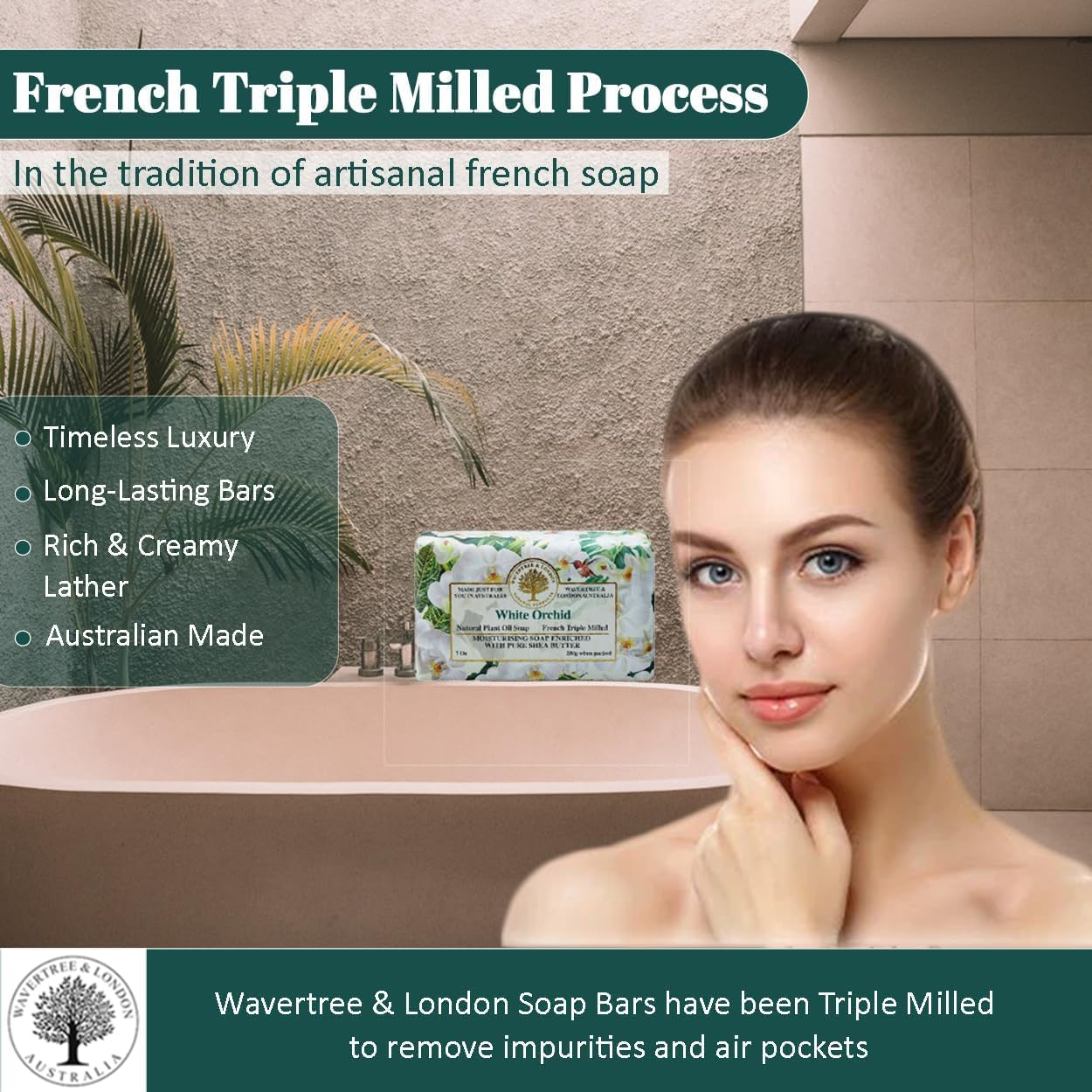 Wavertree and London White Orchid Soap Bar 200 G image number 5