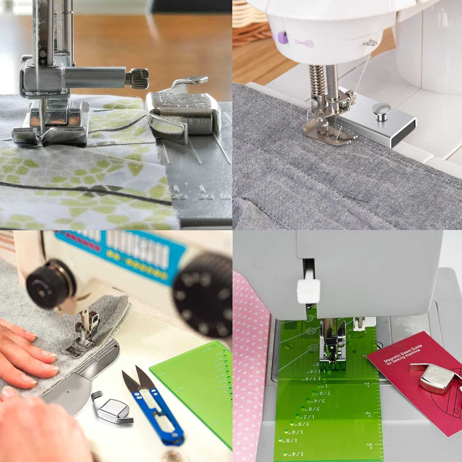 Sew Seam Allowance Ruler,Perforated Seam Gauge for Perfect 1/8&rdquo;To 2&rdquo; Straight Line Hems Includes 1/4&rdquo; Pivot Point and 45 Degree Trim Line,Includes Magnetic Seam Guide and MG1 Magnetic Seam Guide image number 1