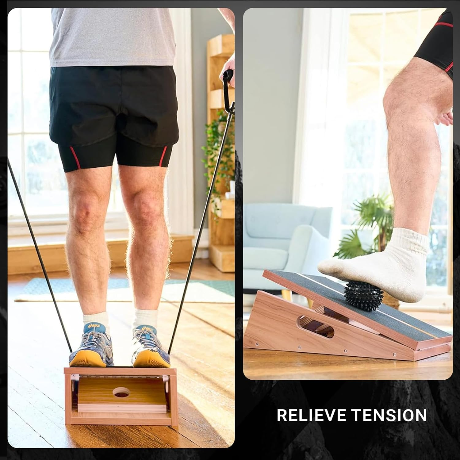 LI FITNESS Professional Slant Board for Calf Stretching Adjustable Incline Board Squats Calf Stretcher Wood Squat Wedge Footrest for Knees Ankle Heel Feet Leg image number 4