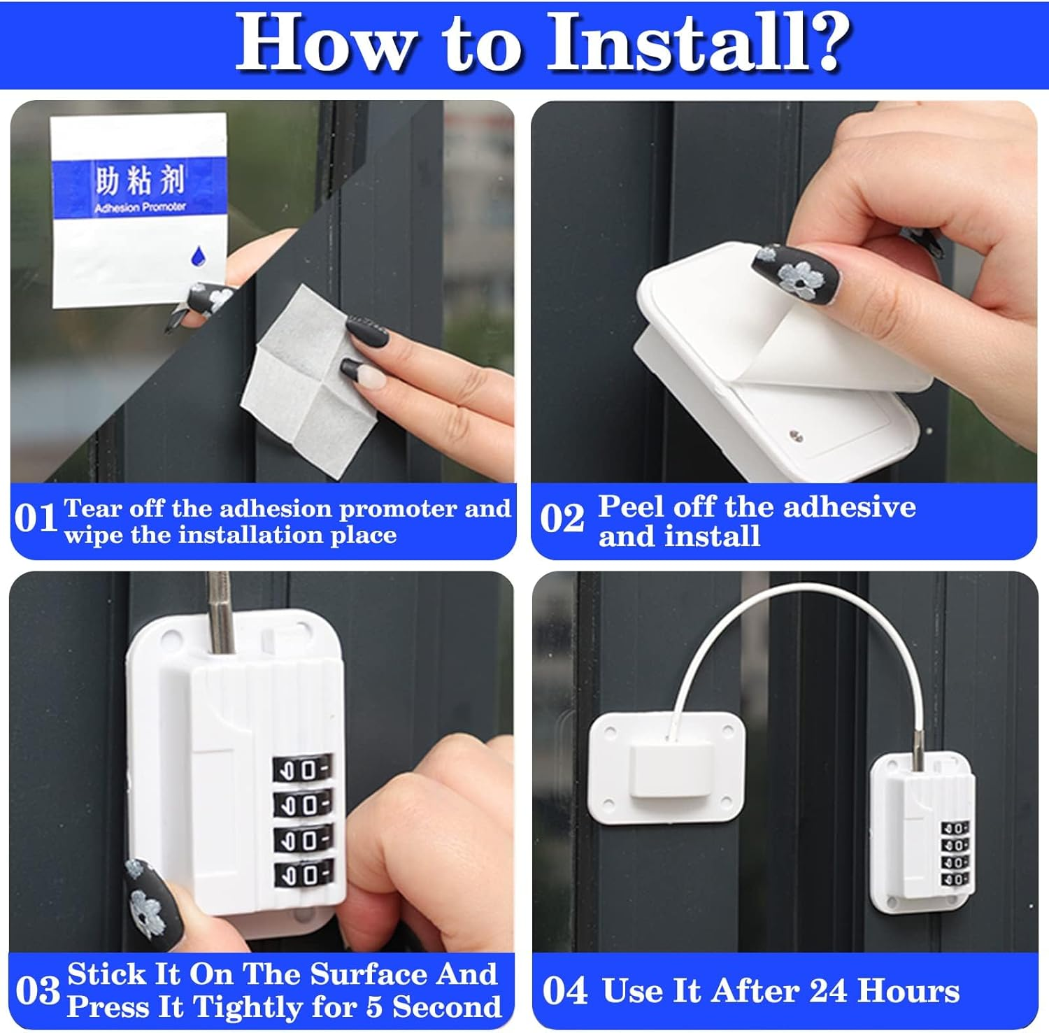 4-Digit Password Fridge Lock&ndash;Refrigerator Fridge Freezer Door Lock with Password, Child Proof Door Lock for Kitchen Refrigerator, Cabinets and Drawers, Closets, Windows, Doors-No Tools Need or Drill