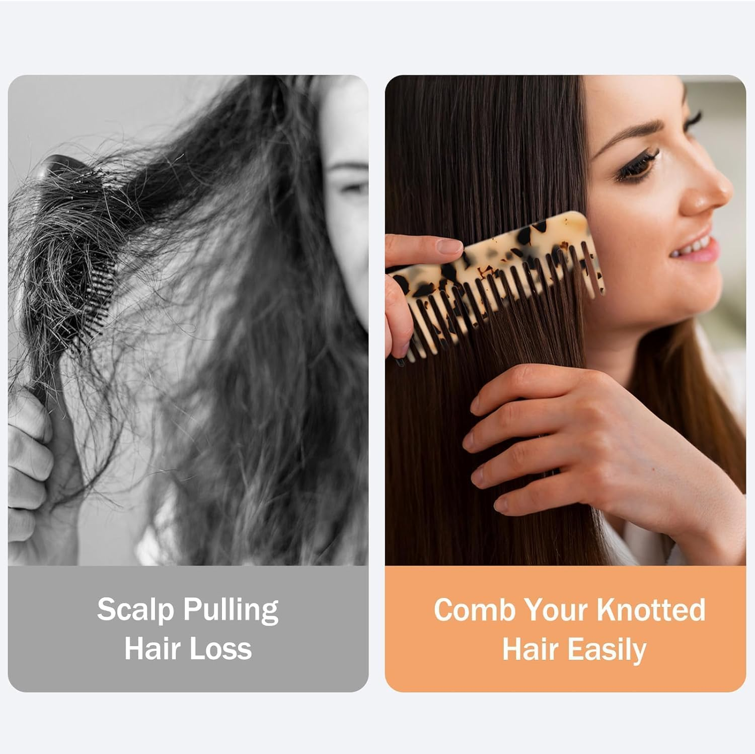 Wide Tooth Detangling Comb, Acetate Hair Tools &ndash; Large Size for Thick/Curly/Wavy Hair, Wet/Dry Use, Leopard Print Pocket Design, Gentle Detangler（2-Pack） image number 3