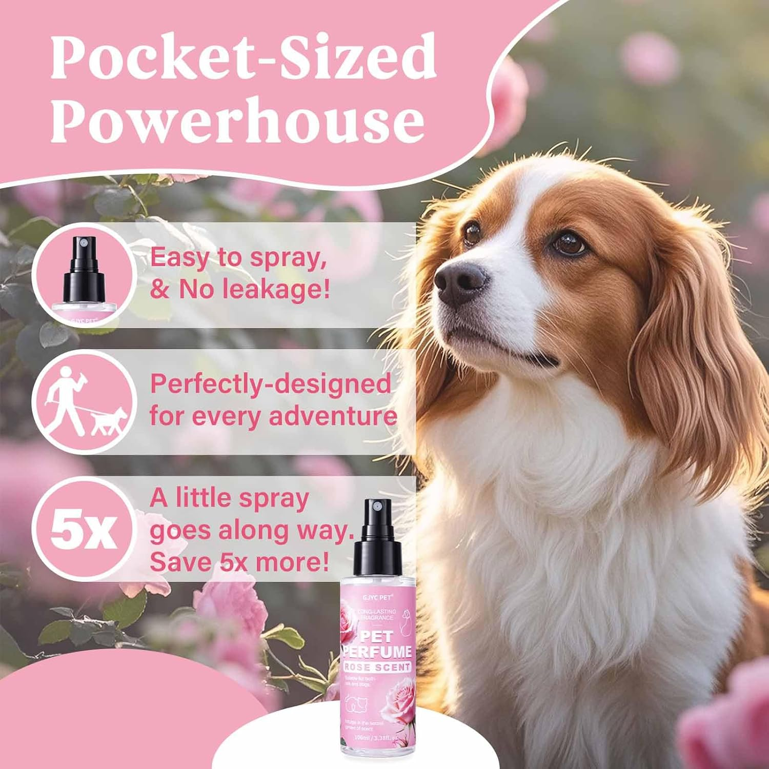 Natural Pet Cologne | Perfume for Dogs & Cats Premium Grooming Spray Long-Lasting Rose Scent Deodorizing Conditioning & Odor-Eliminating for All Coat Types