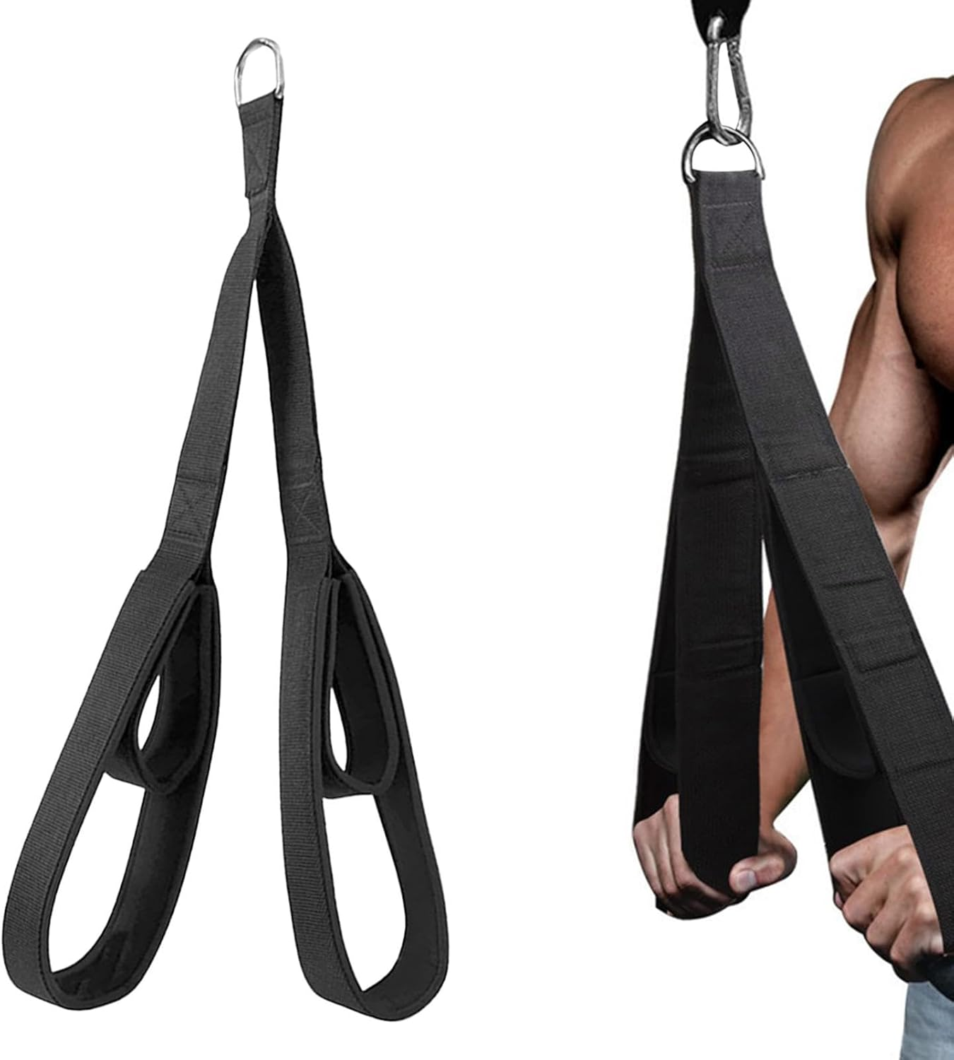 Tricep Rope Cable Attachment. 29 Inch & 28 Inch Two Lengths Built in One Pull down Rope image number 6