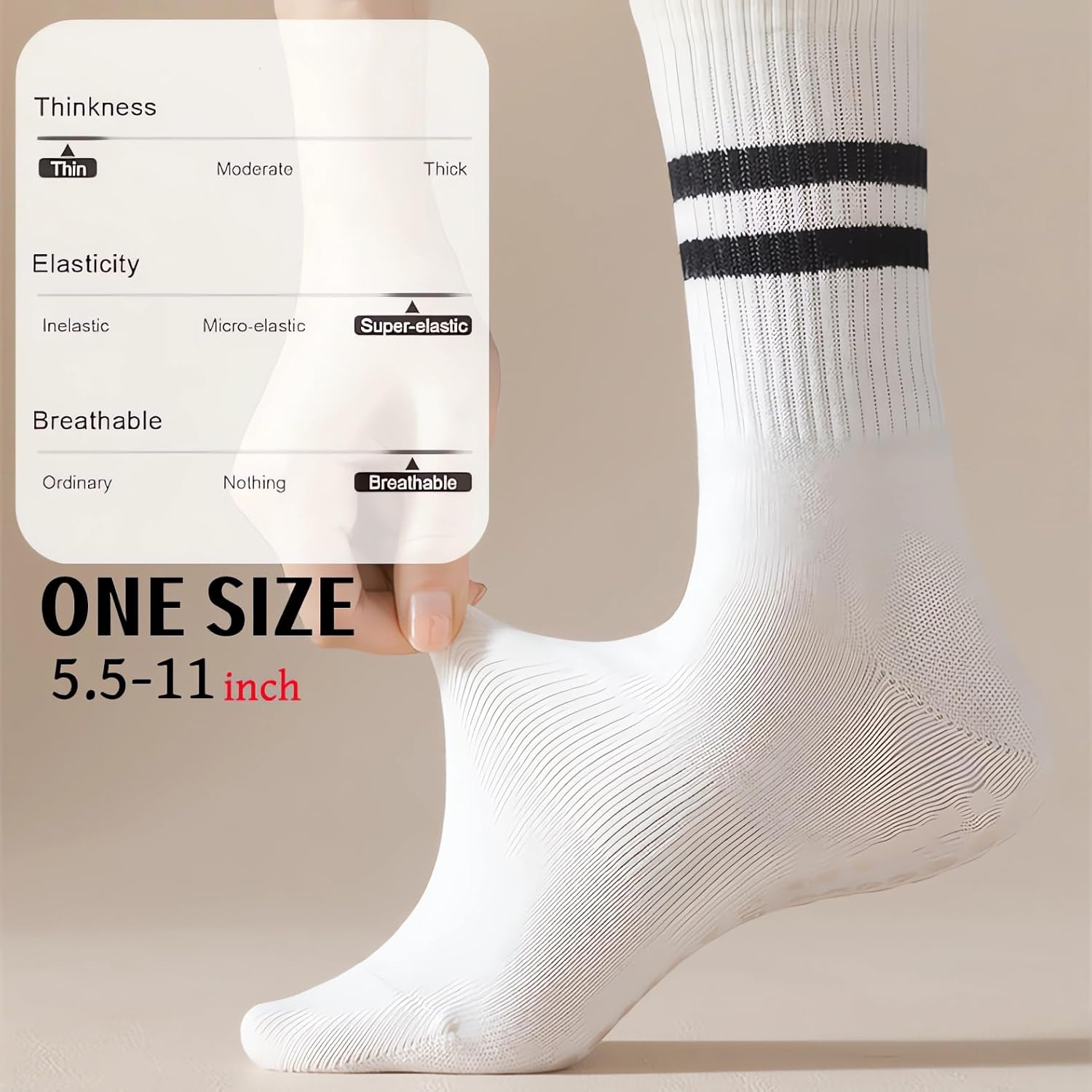 3Pairs Women Yoga Socks, Pilates Socks,Anti-Slip Particles with Cushioning Effect,Silent Movement（A） image number 5