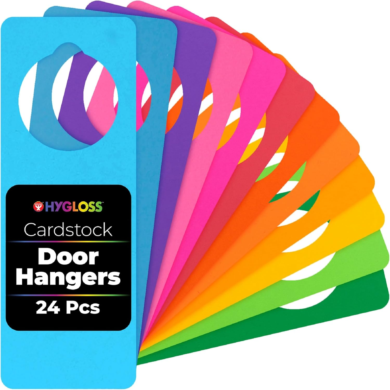 Hygloss Cardstock Door Knob Hanger Blank for Crafts - 24 Pcs Assorted Bright Colors for Easy Decorate/Write-On - Bulk Doorknob Hangers for Craft, DIY Blank Doorknob Sign Projects image number 6